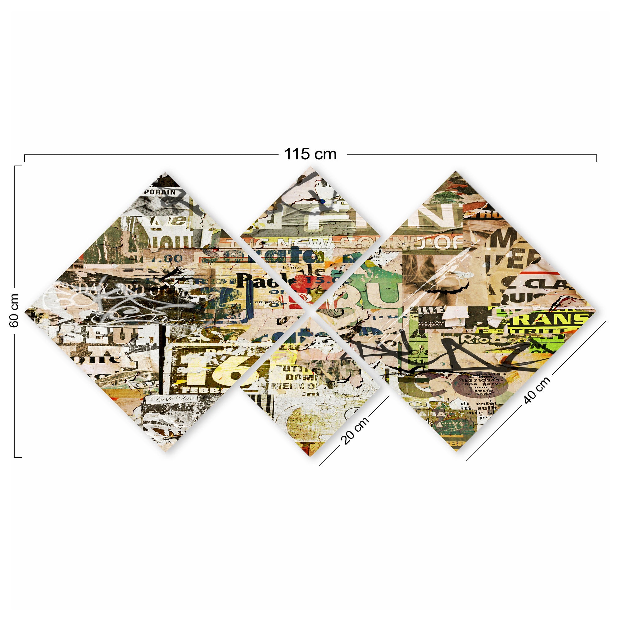 Conjunto Decorativo MDF Multicolor 4 Peças - Impressão UV Premium para Parede