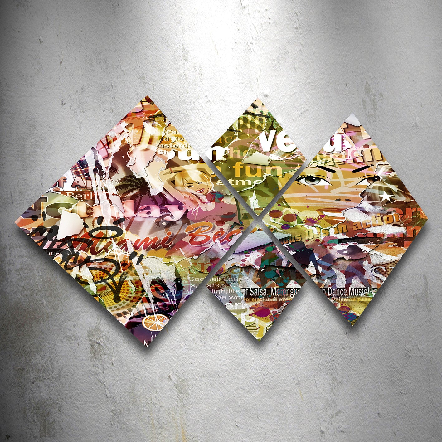 Conjunto Decorativo MDF Multicolor 4 Peças - Impressão UV Premium para Parede