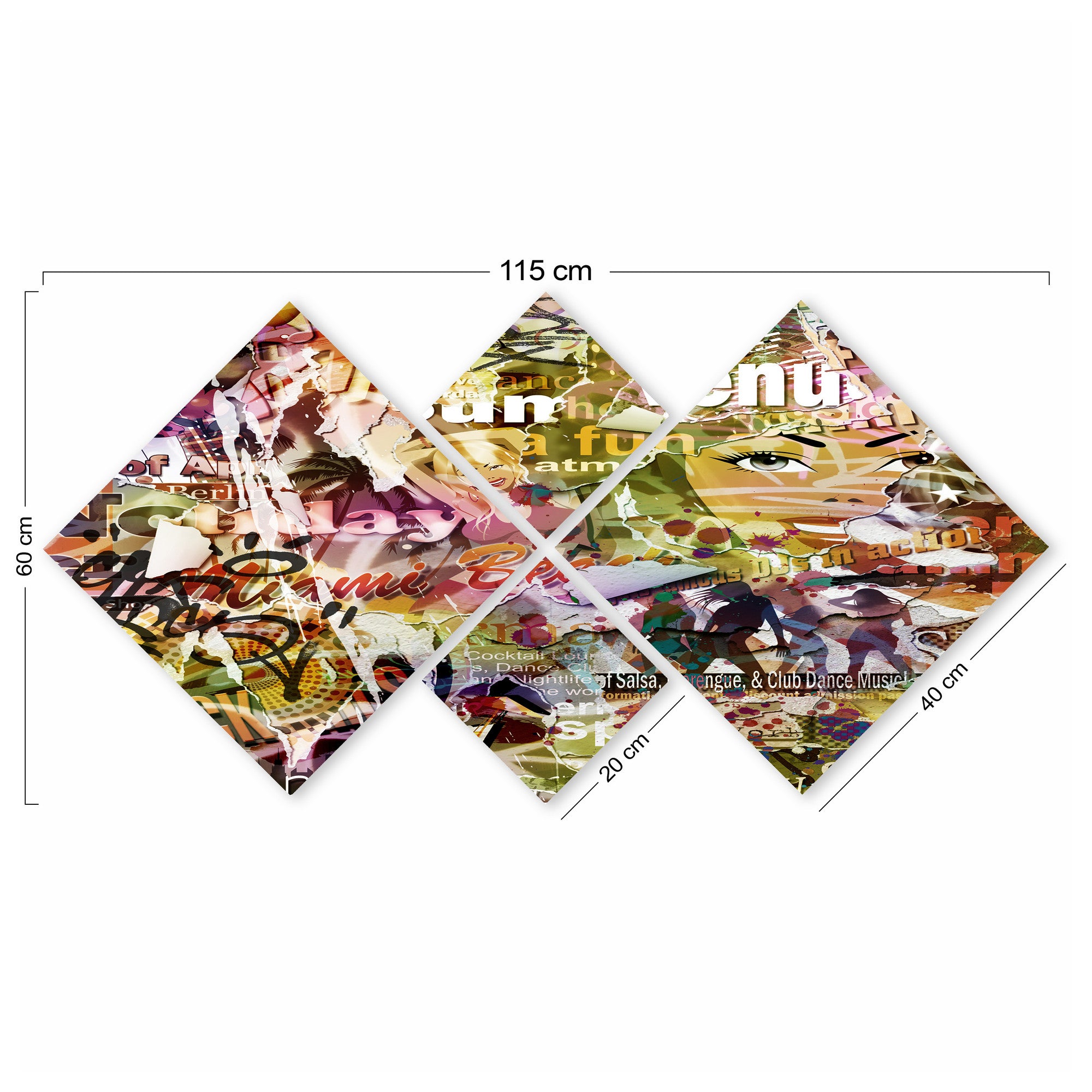 Conjunto Decorativo MDF Multicolor 4 Peças - Impressão UV Premium para Parede