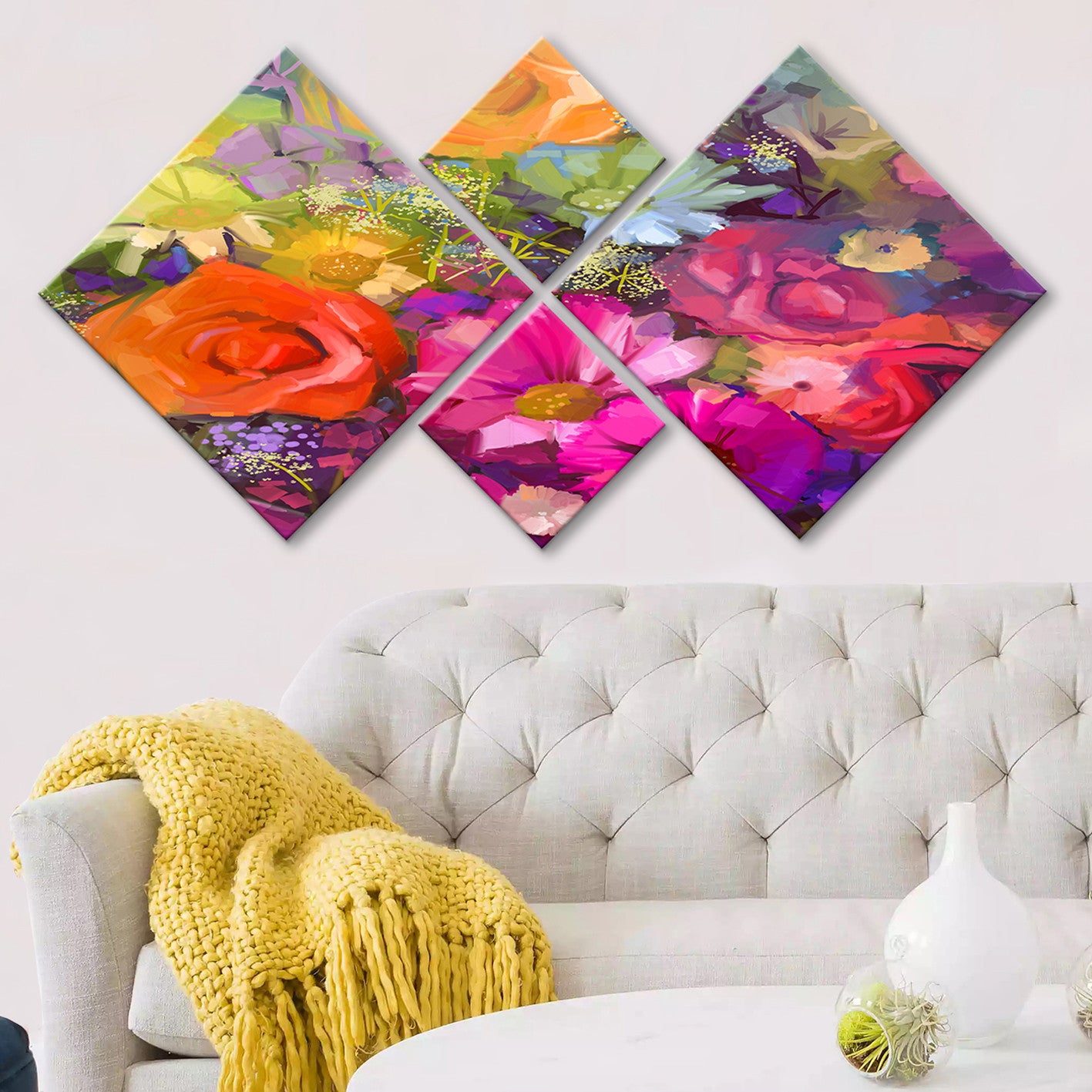 Conjunto Decorativo MDF Multicolor 4 Peças - Impressão UV Premium para Parede