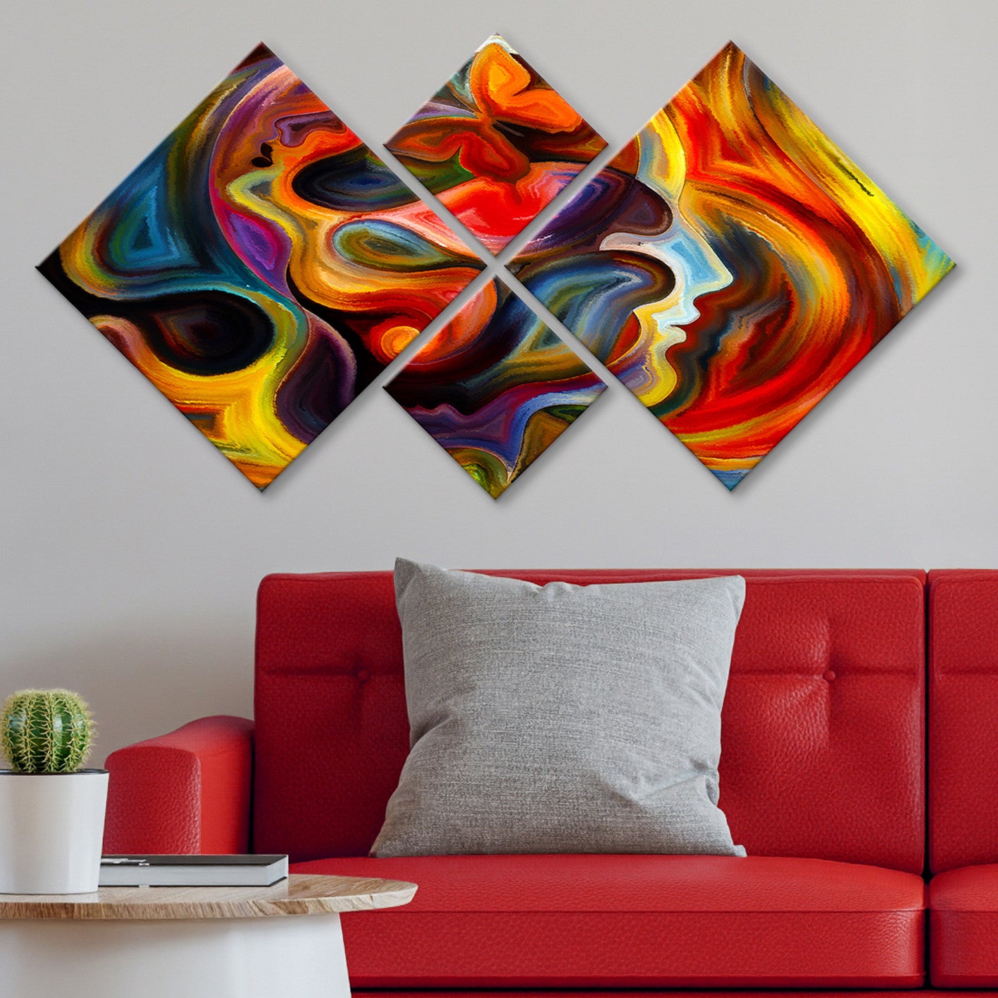 Conjunto Decorativo MDF Multicolor 4 Peças - Impressão UV Premium para Parede