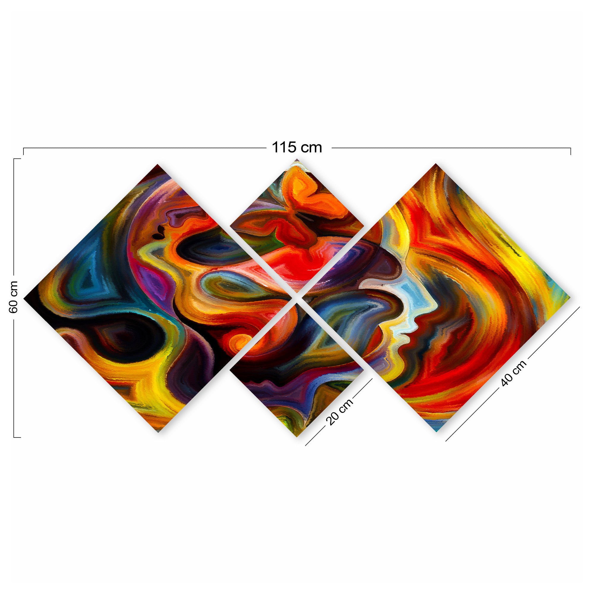 Conjunto Decorativo MDF Multicolor 4 Peças - Impressão UV Premium para Parede