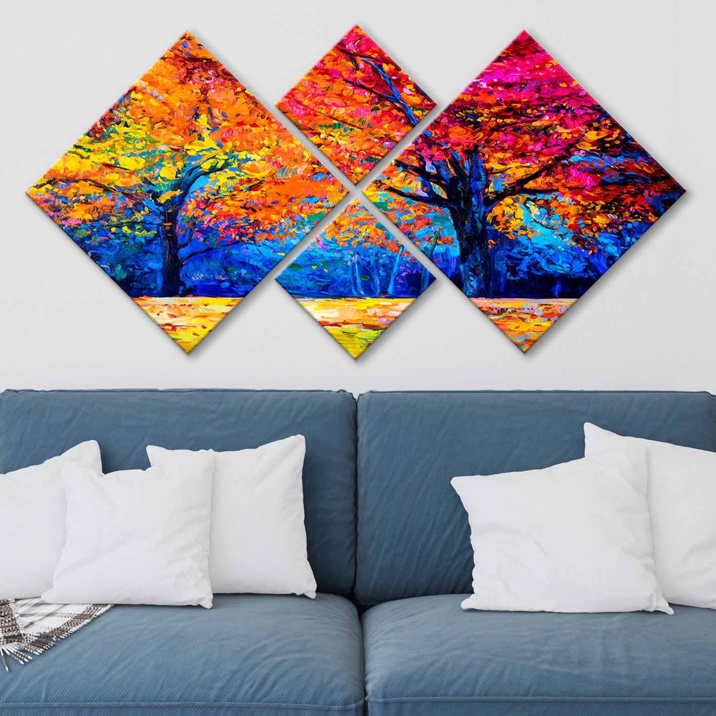 Conjunto Decorativo MDF Multicolor 4 Peças - Impressão UV Premium para Parede