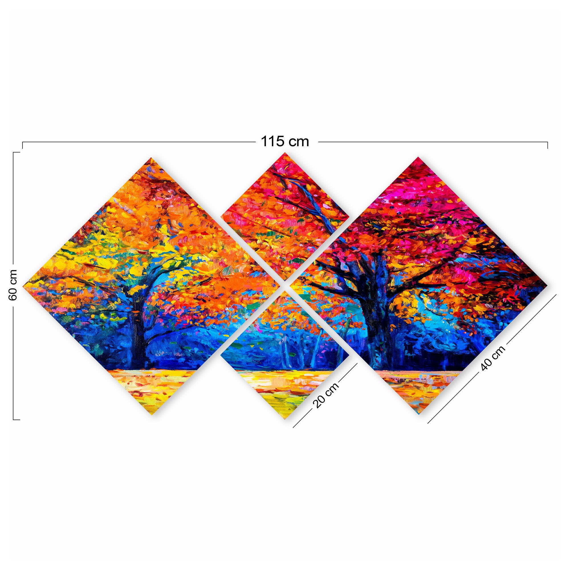 Conjunto Decorativo MDF Multicolor 4 Peças - Impressão UV Premium para Parede