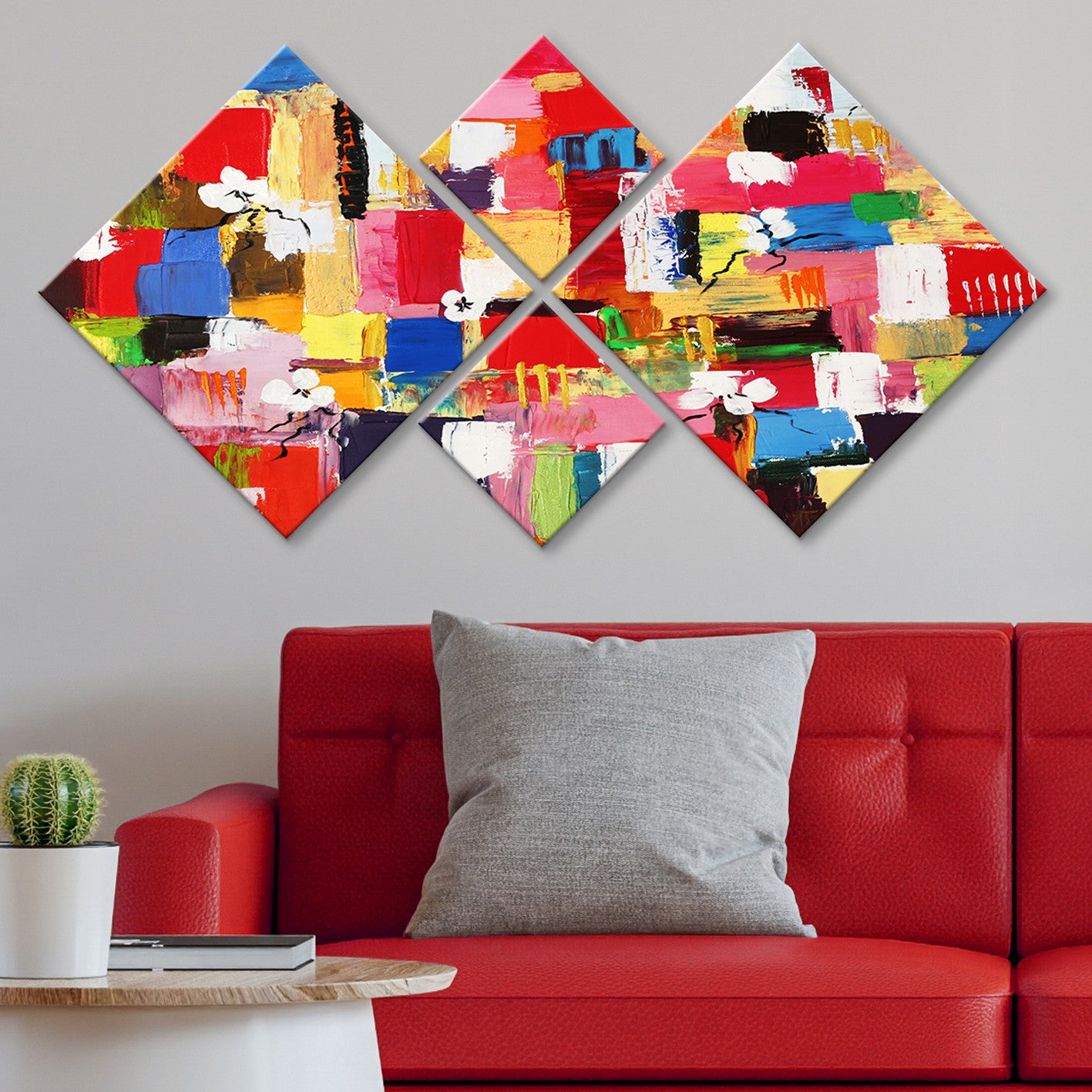 Conjunto Decorativo MDF Multicolor 4 Peças - Impressão UV Premium para Parede