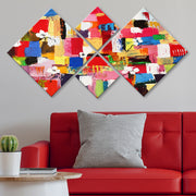 Conjunto Decorativo MDF Multicolor 4 Peças - Impressão UV Premium para Parede