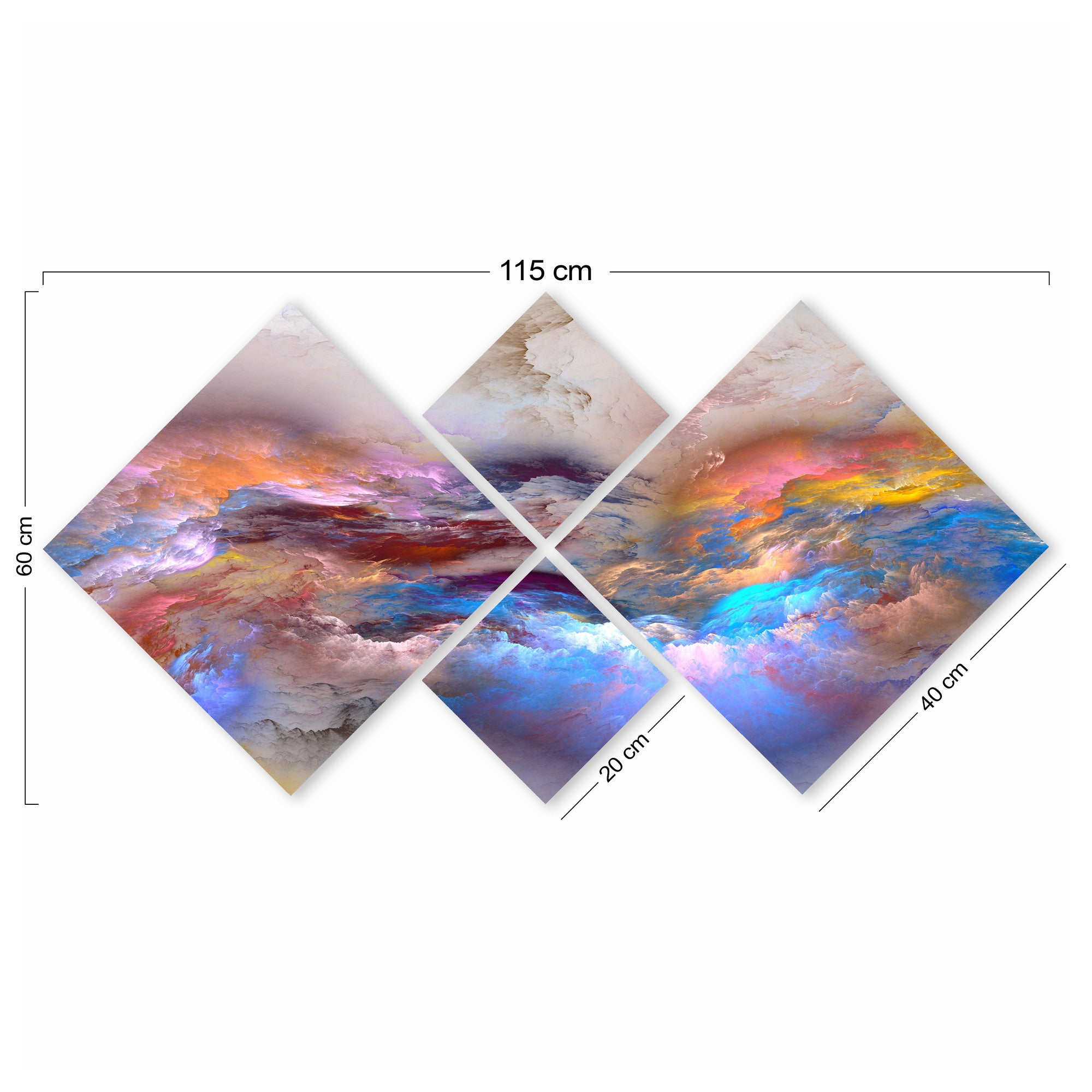 Conjunto Decorativo MDF Multicolor 4 Peças - Impressão UV Premium para Parede