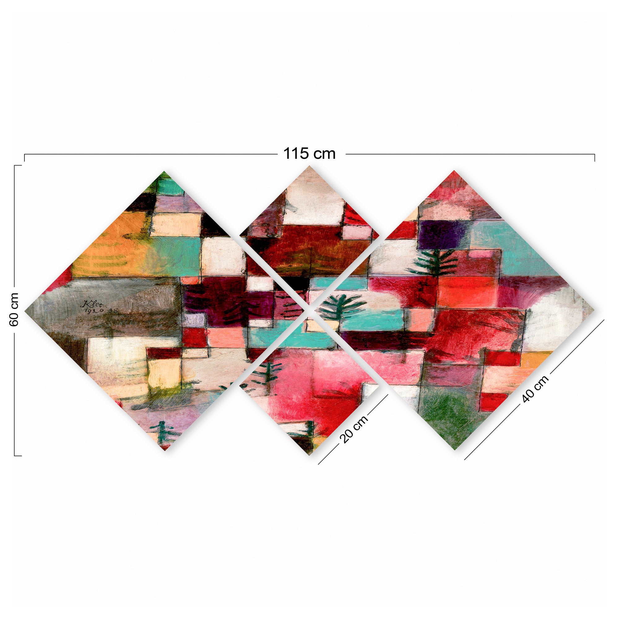 Conjunto Decorativo MDF Multicolor 4 Peças - Impressão UV Premium para Parede