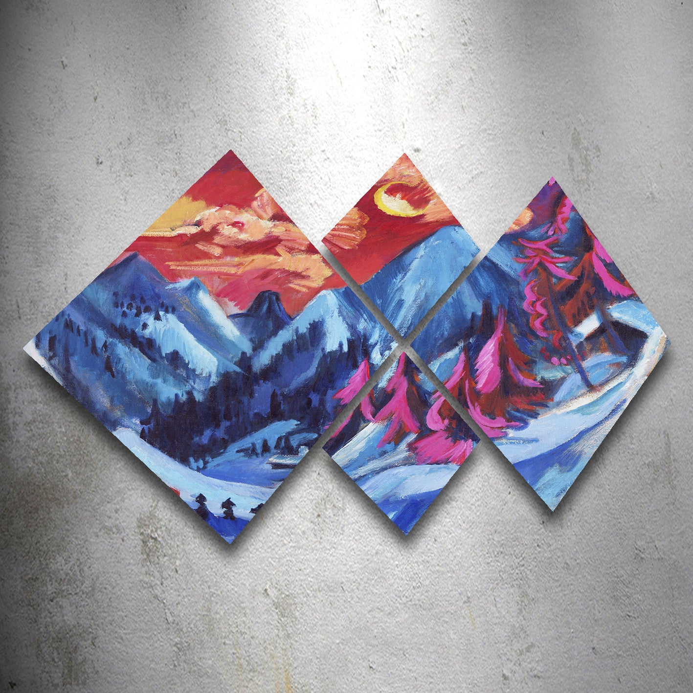 Conjunto Decorativo MDF Multicolor 4 Peças - Impressão UV Premium para Parede