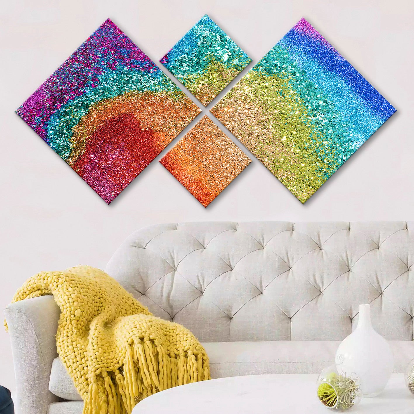 Conjunto Decorativo MDF Multicolor 4 Peças - Impressão UV Premium para Parede