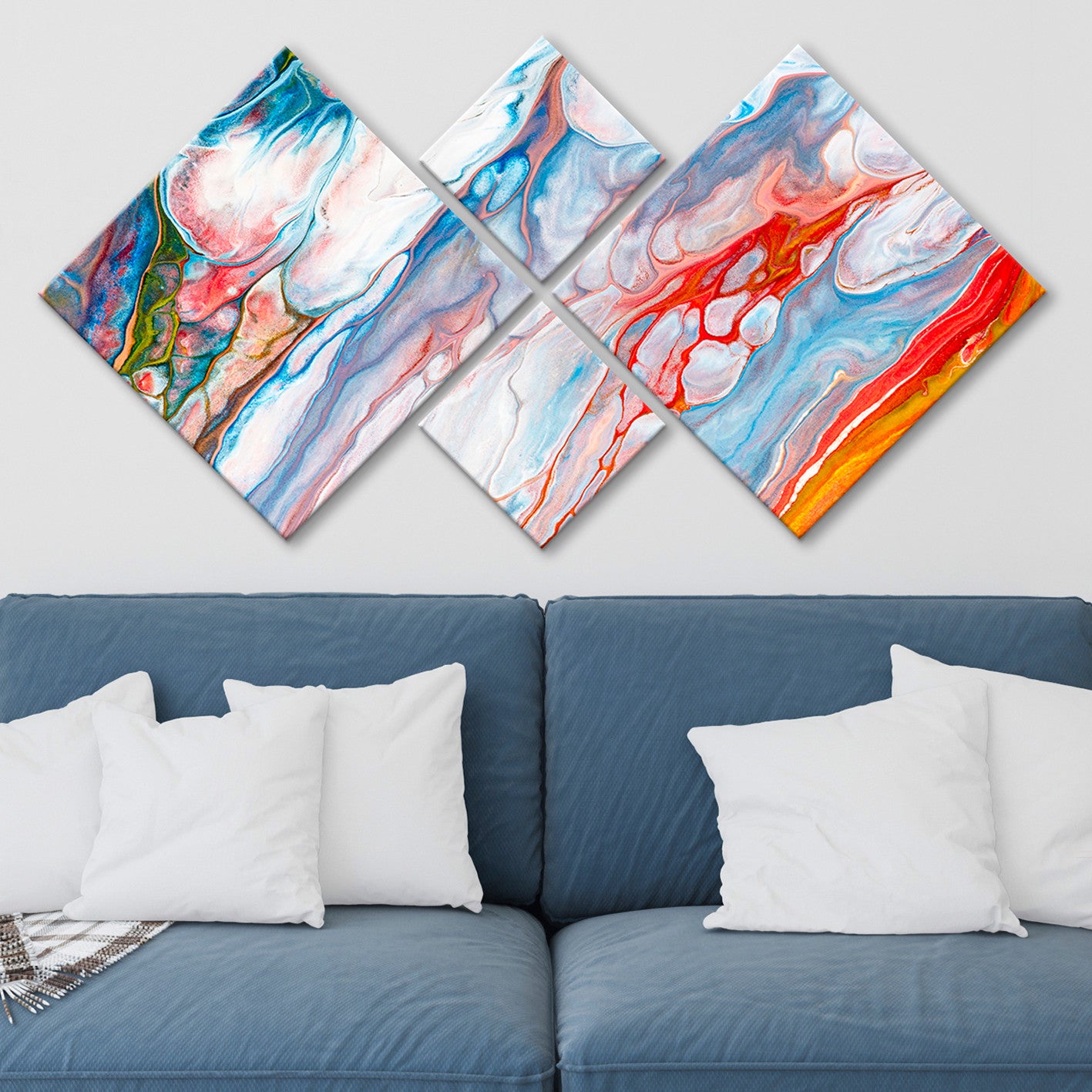 Conjunto Decorativo MDF Multicolor 4 Peças - Quadros Modernos para Parede 60x115cm