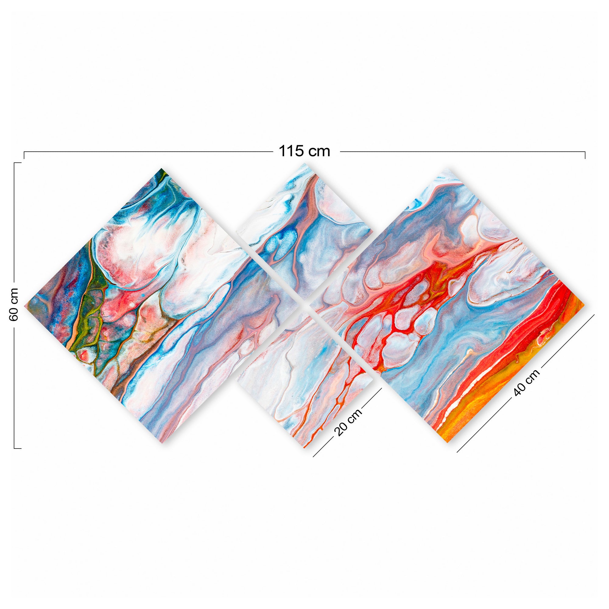 Conjunto Decorativo MDF Multicolor 4 Peças - Quadros Modernos para Parede 60x115cm