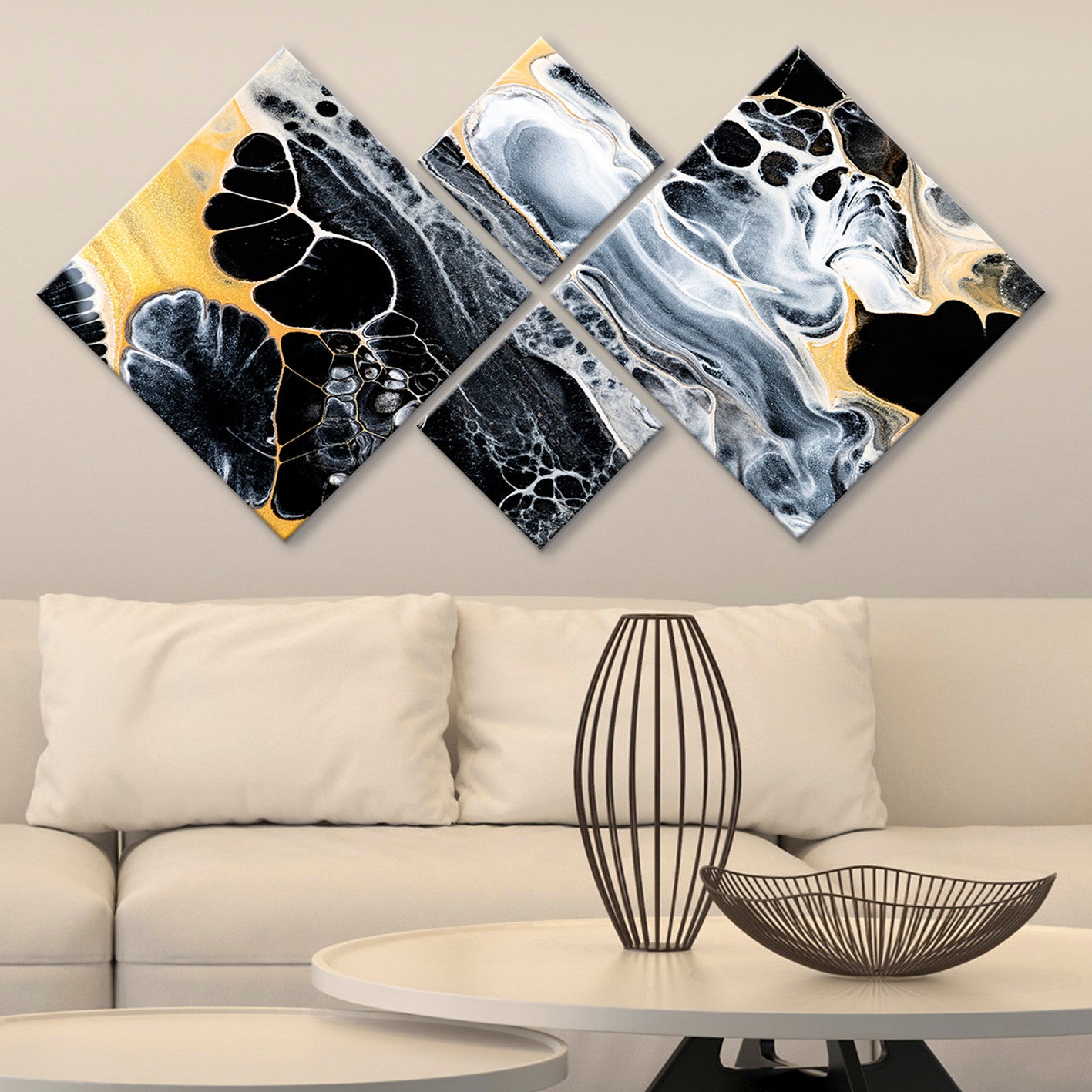 Conjunto Decorativo MDF Multicolor 4 Peças - Quadros Modernos para Parede 60x115cm