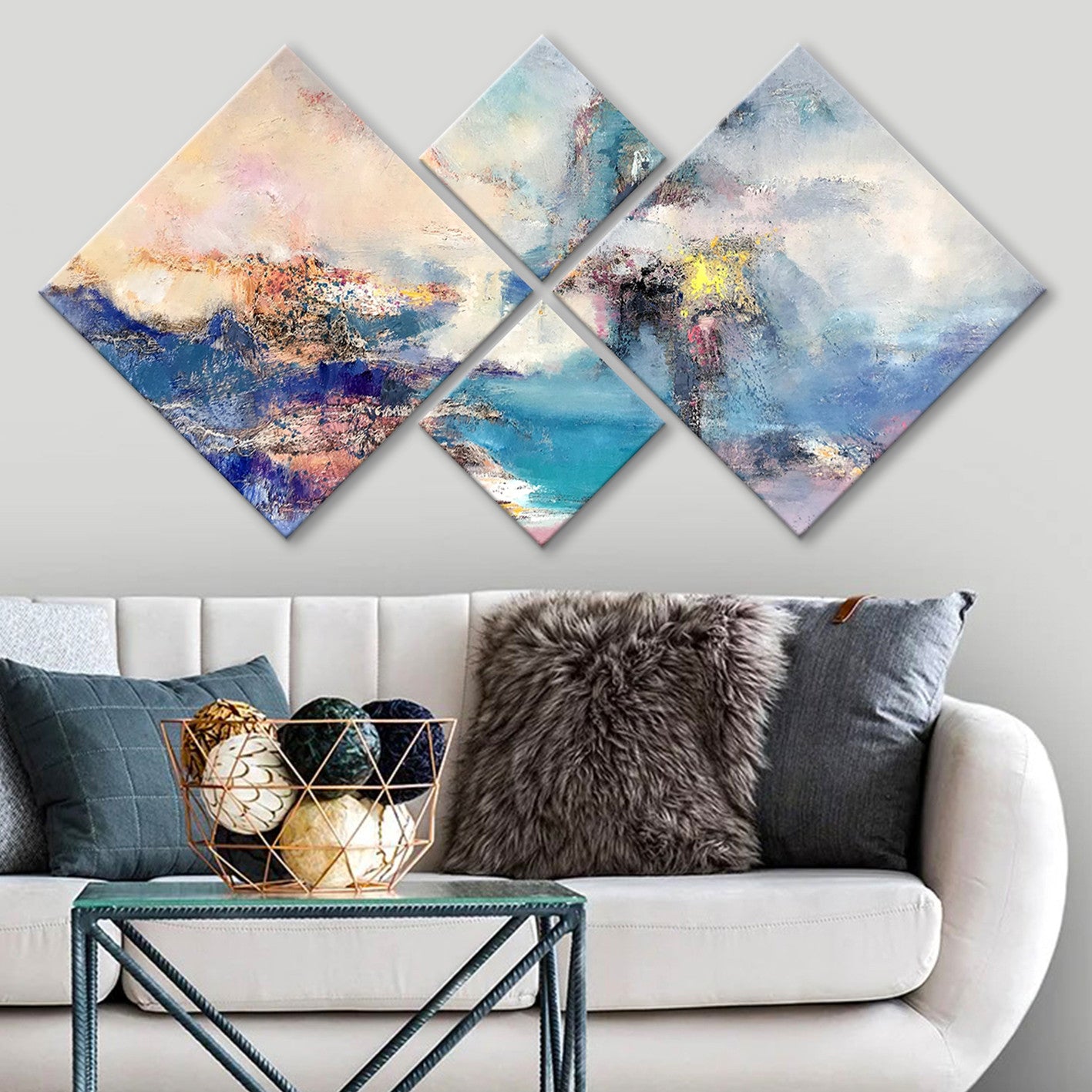 Conjunto Decorativo MDF Multicolor 4 Peças - Impressão UV Premium para Parede