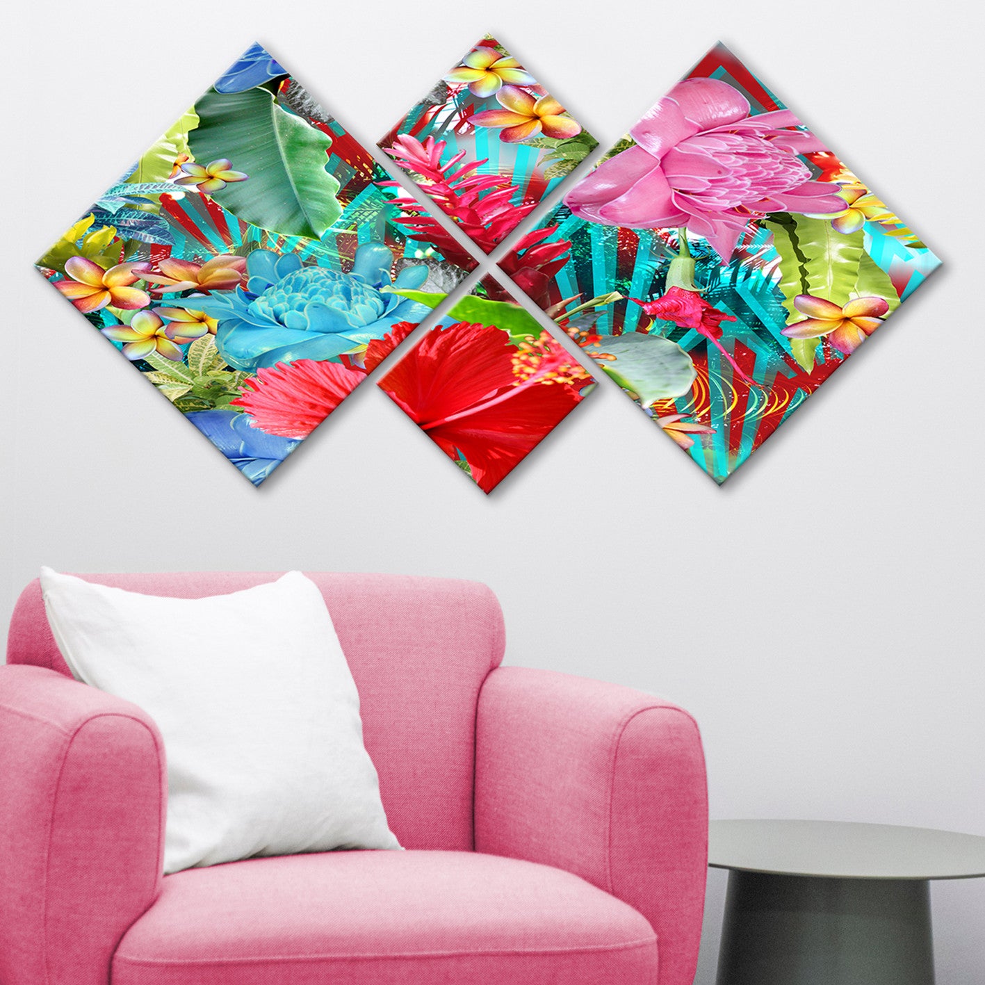 Conjunto Decorativo MDF Multicolor 4 Peças - Impressão UV Premium para Parede