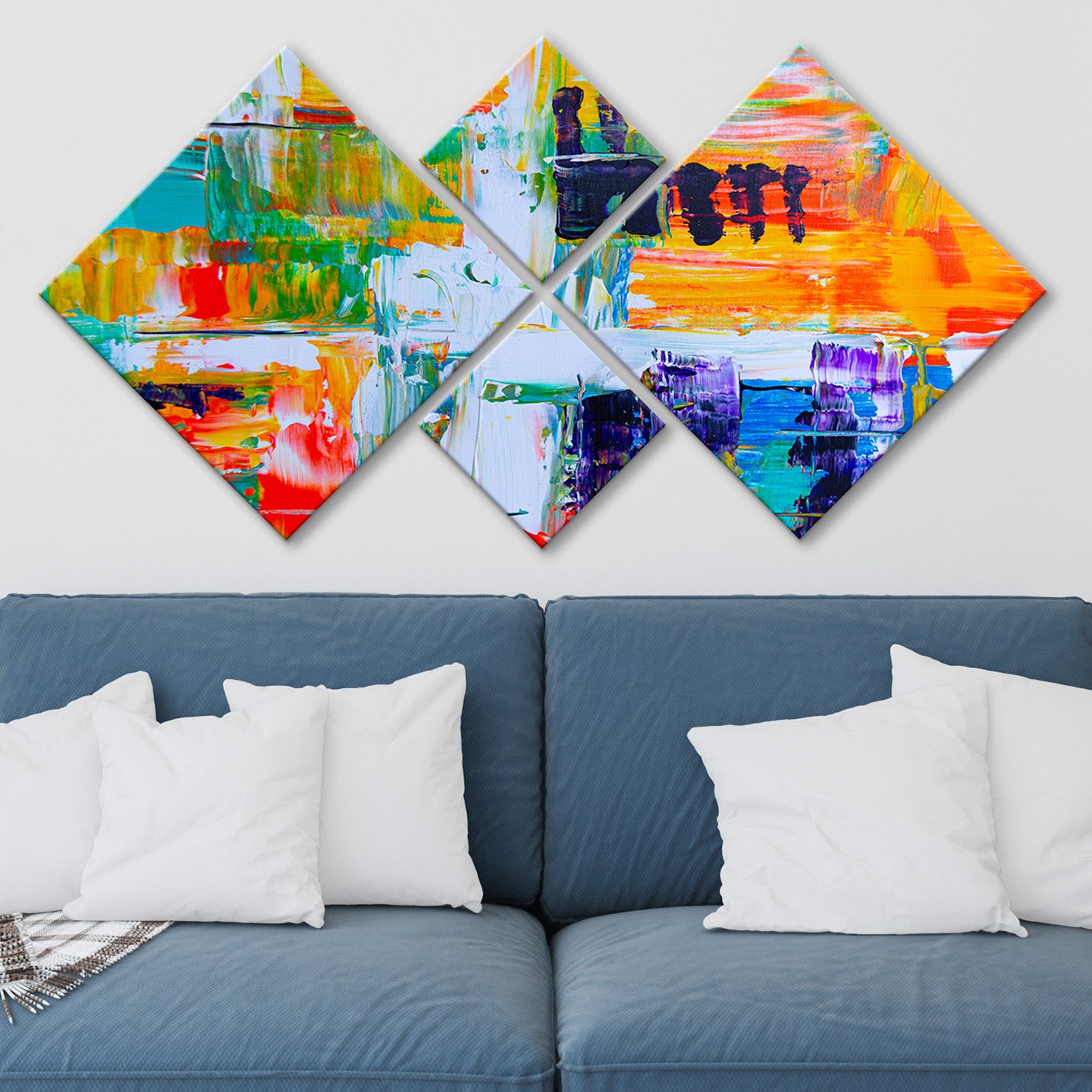 Conjunto Decorativo MDF Multicolor 4 Peças - Impressão UV Premium para Parede