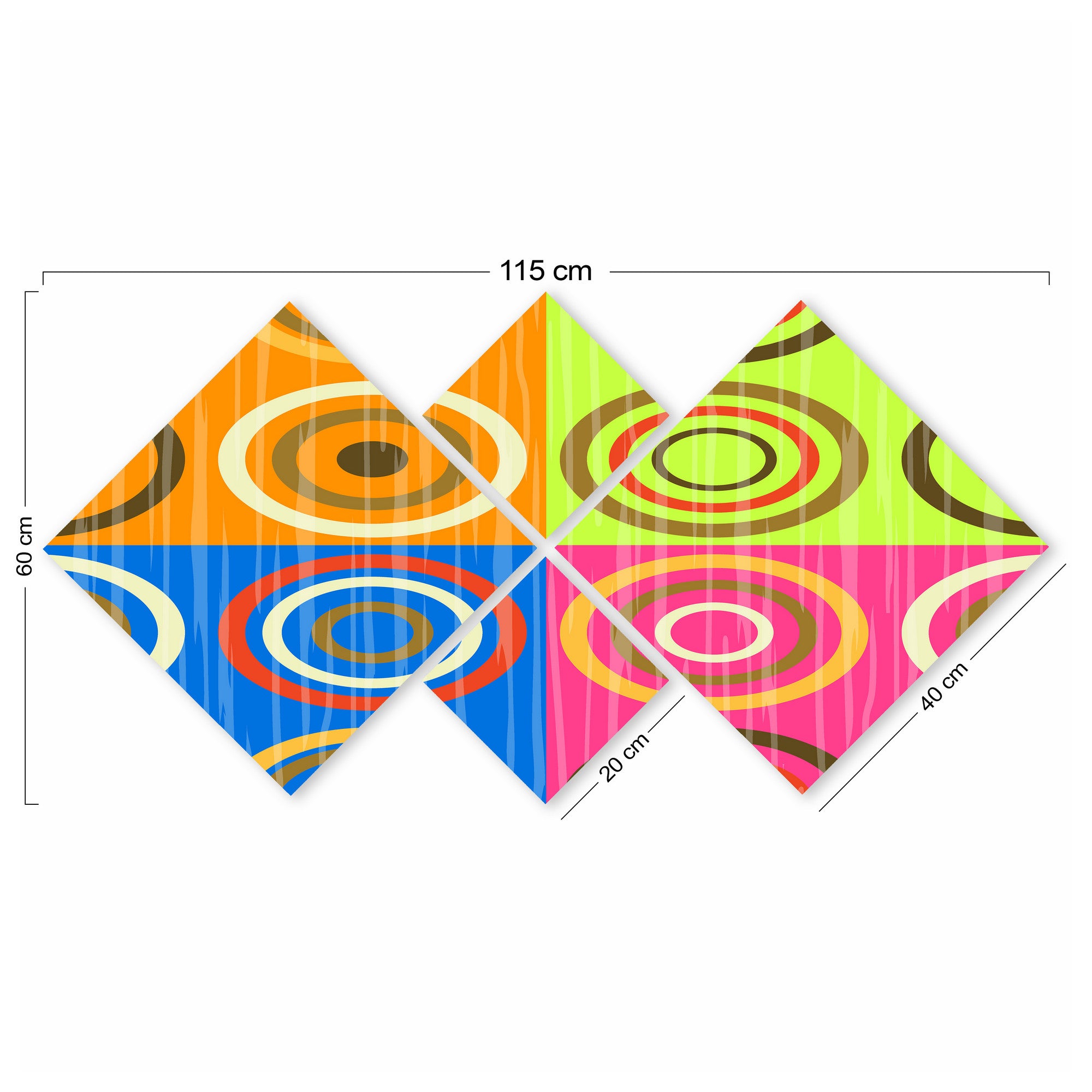 Conjunto Decorativo MDF Multicolor 4 Peças - Impressão UV Premium para Parede