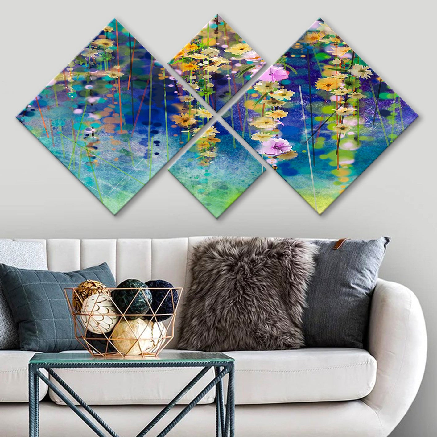 Conjunto Decorativo MDF Multicolor 4 Peças - Impressão UV Premium para Parede