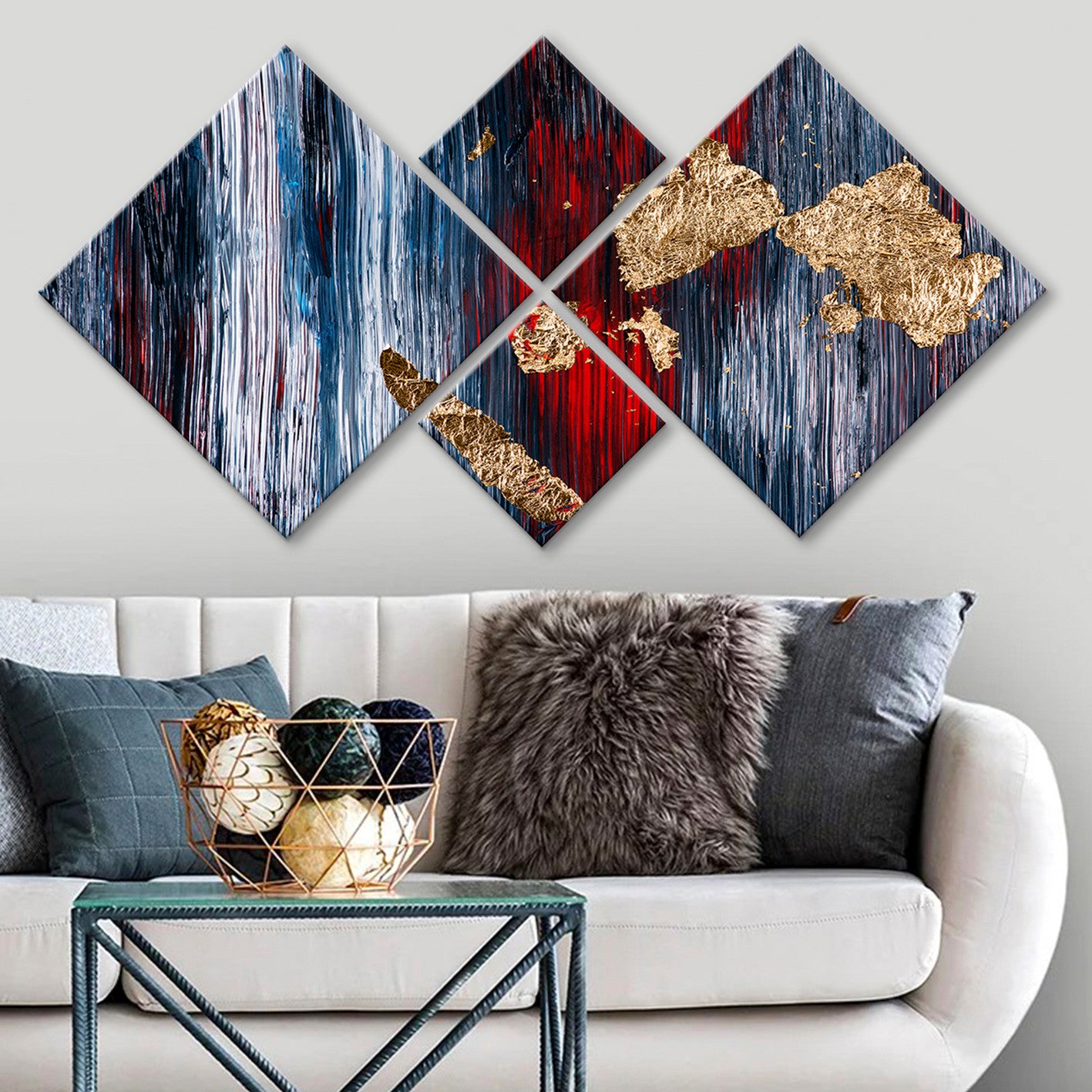 Conjunto Decorativo MDF Multicolor 4 Peças - Impressão UV Premium para Parede