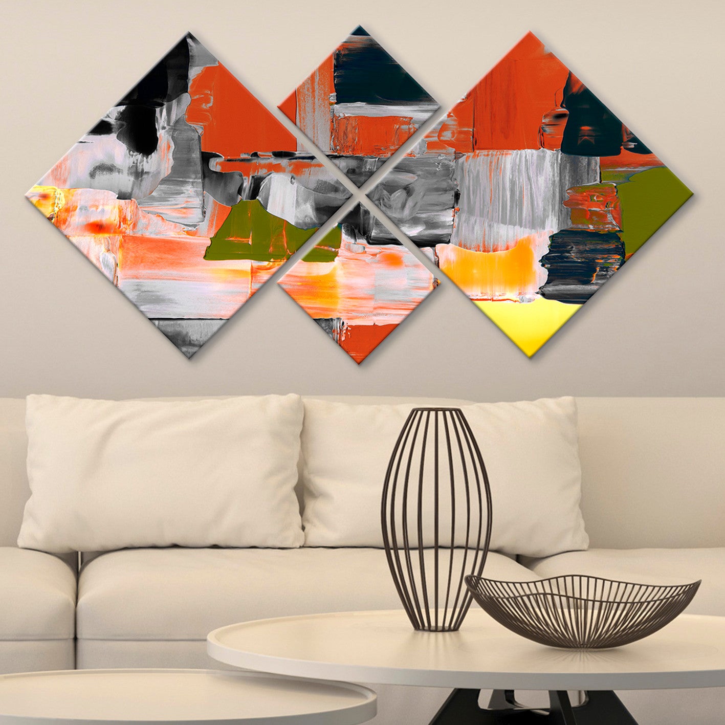 Conjunto Decorativo MDF Multicolor 4 Peças - Impressão UV Premium para Parede