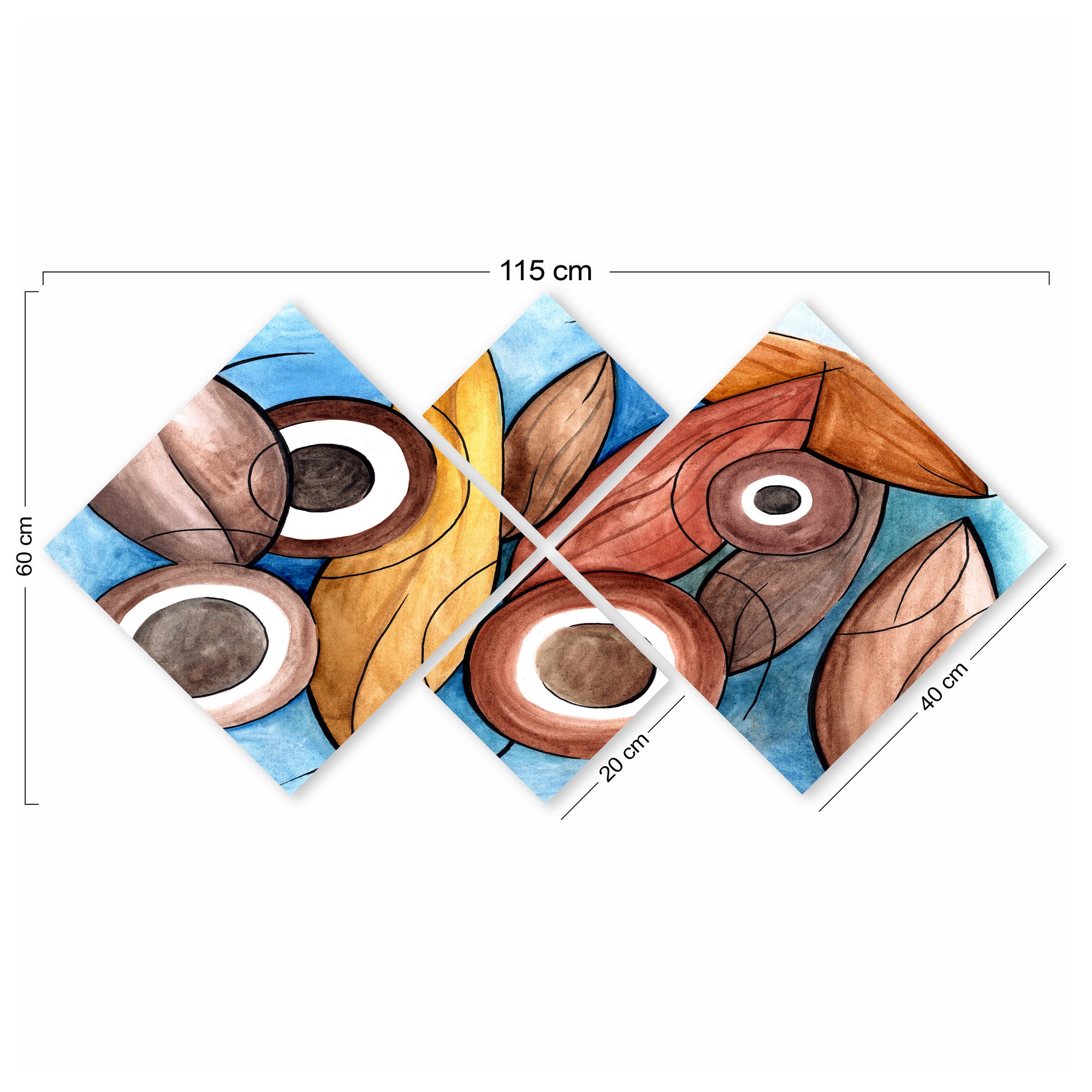 Conjunto Decorativo MDF Multicolor 4 Peças - Impressão UV Premium para Parede