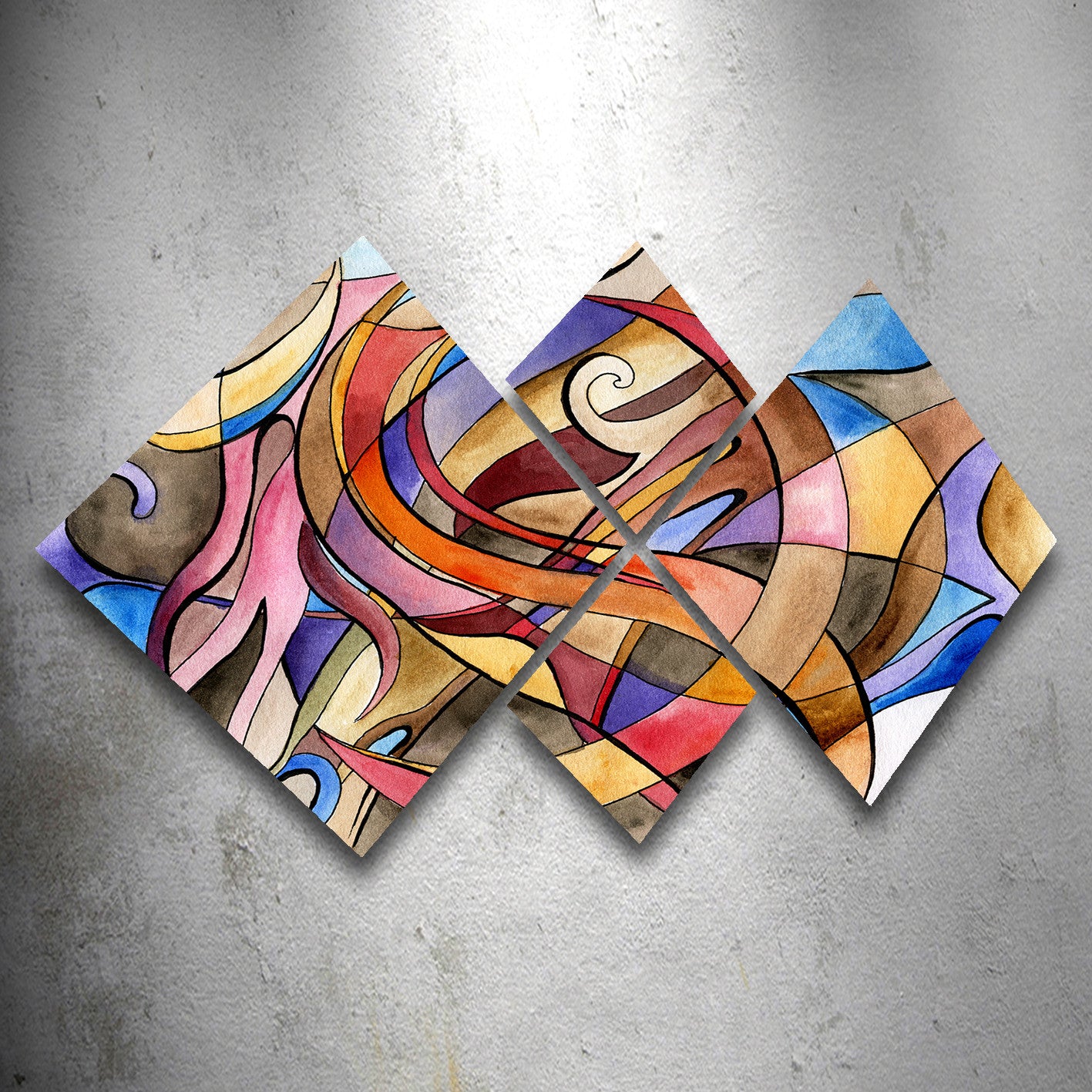 Conjunto Decorativo MDF Multicolor 4 Peças - Impressão UV Premium para Parede