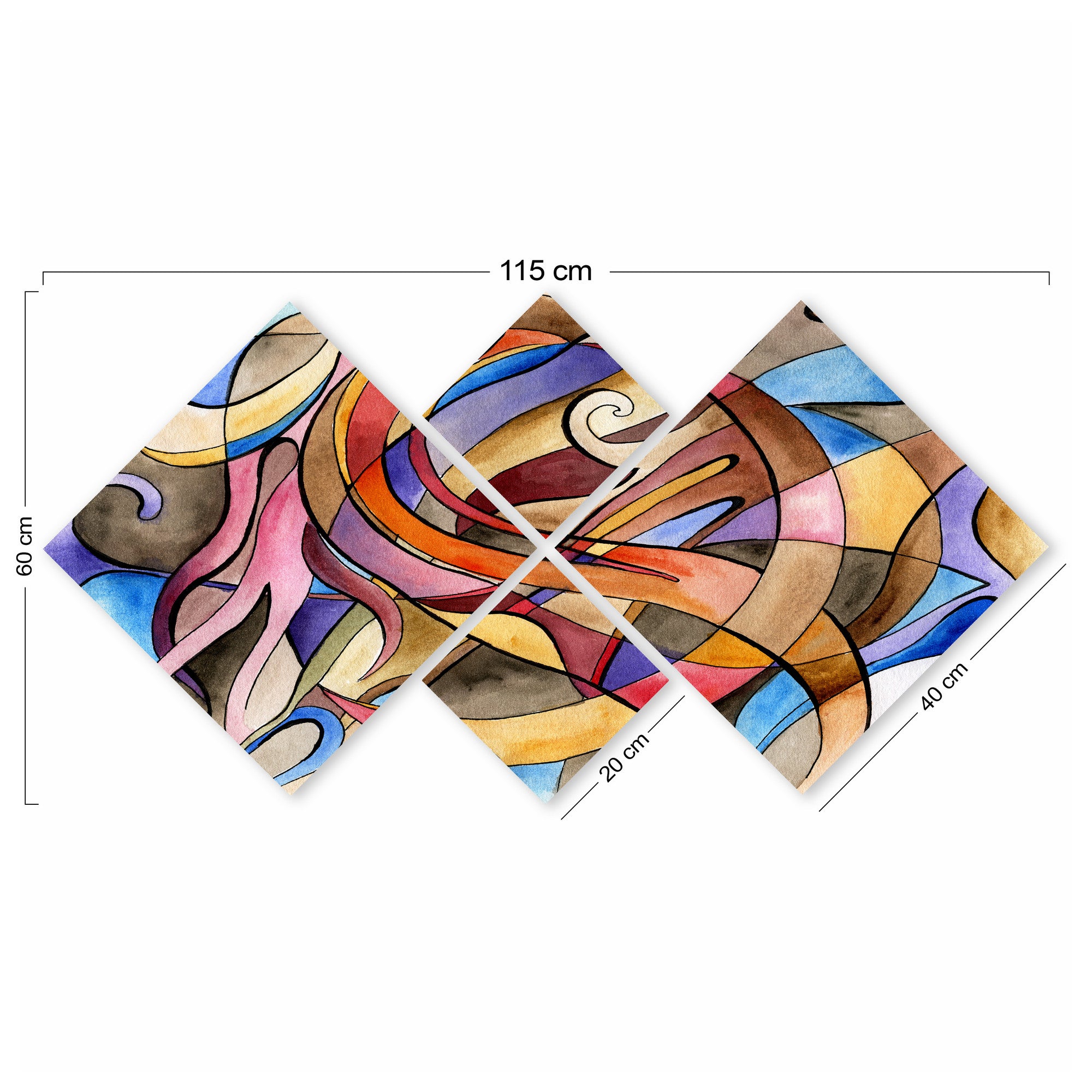 Conjunto Decorativo MDF Multicolor 4 Peças - Impressão UV Premium para Parede