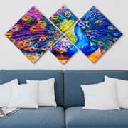 Conjunto Decorativo MDF Multicolor 4 Peças - Impressão UV Premium para Parede