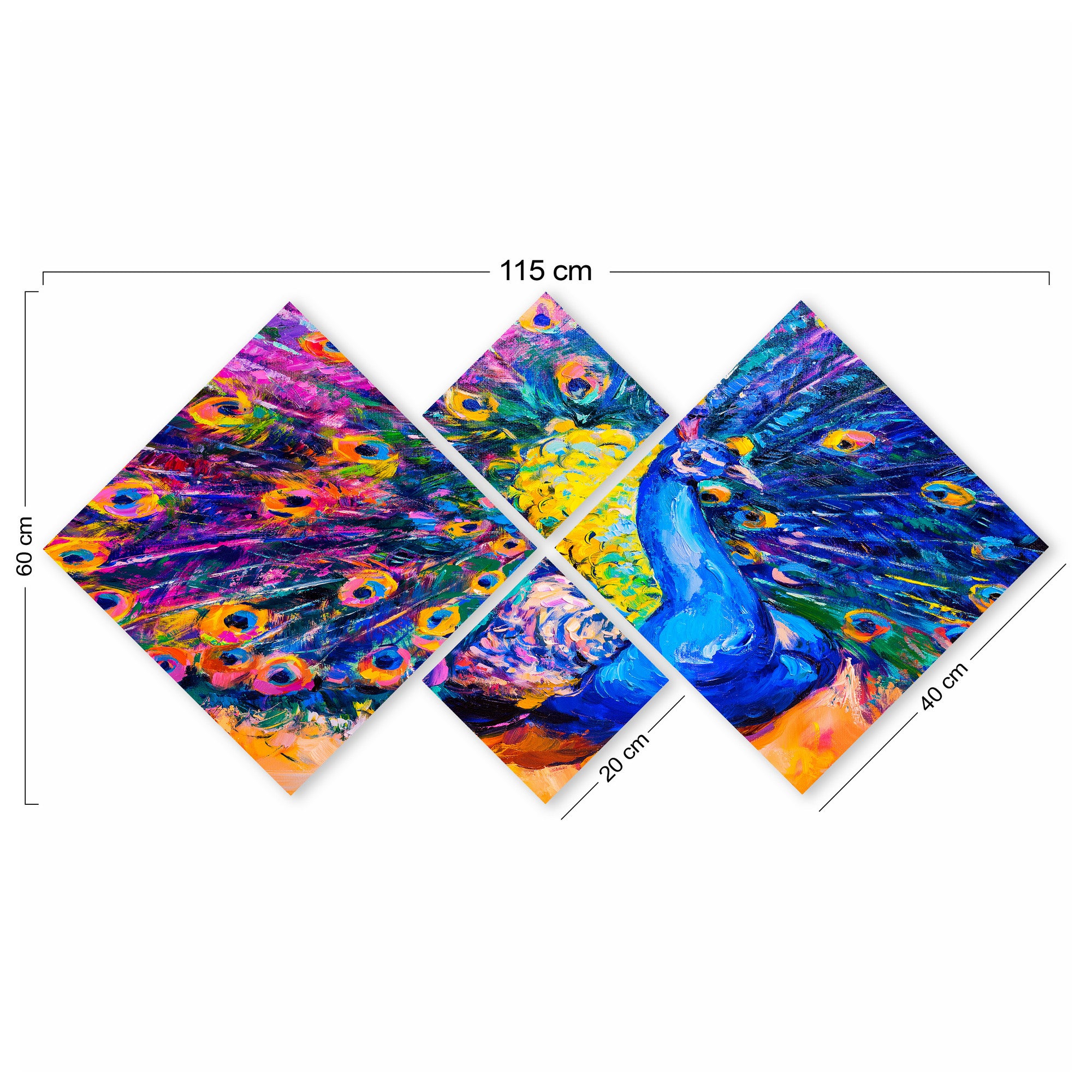 Conjunto Decorativo MDF Multicolor 4 Peças - Impressão UV Premium para Parede