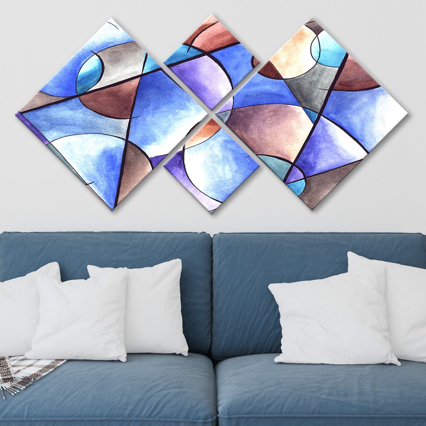 Conjunto Decorativo MDF Multicolor 4 Peças - Impressão UV Premium para Parede