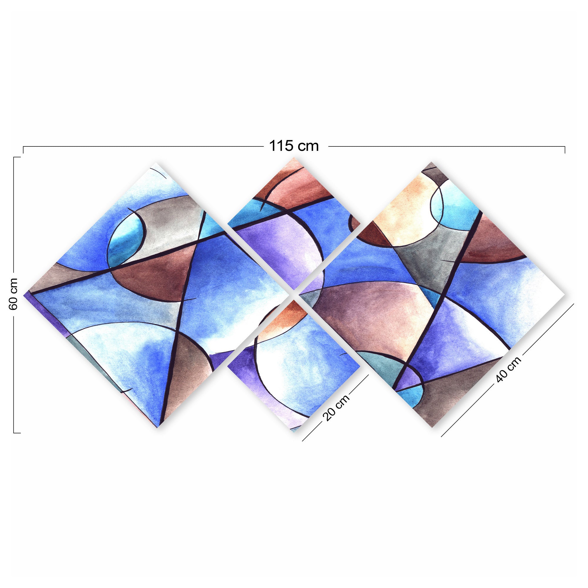 Conjunto Decorativo MDF Multicolor 4 Peças - Impressão UV Premium para Parede