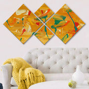 Conjunto Decorativo MDF Multicolor 4 Peças - Impressão UV Premium para Parede