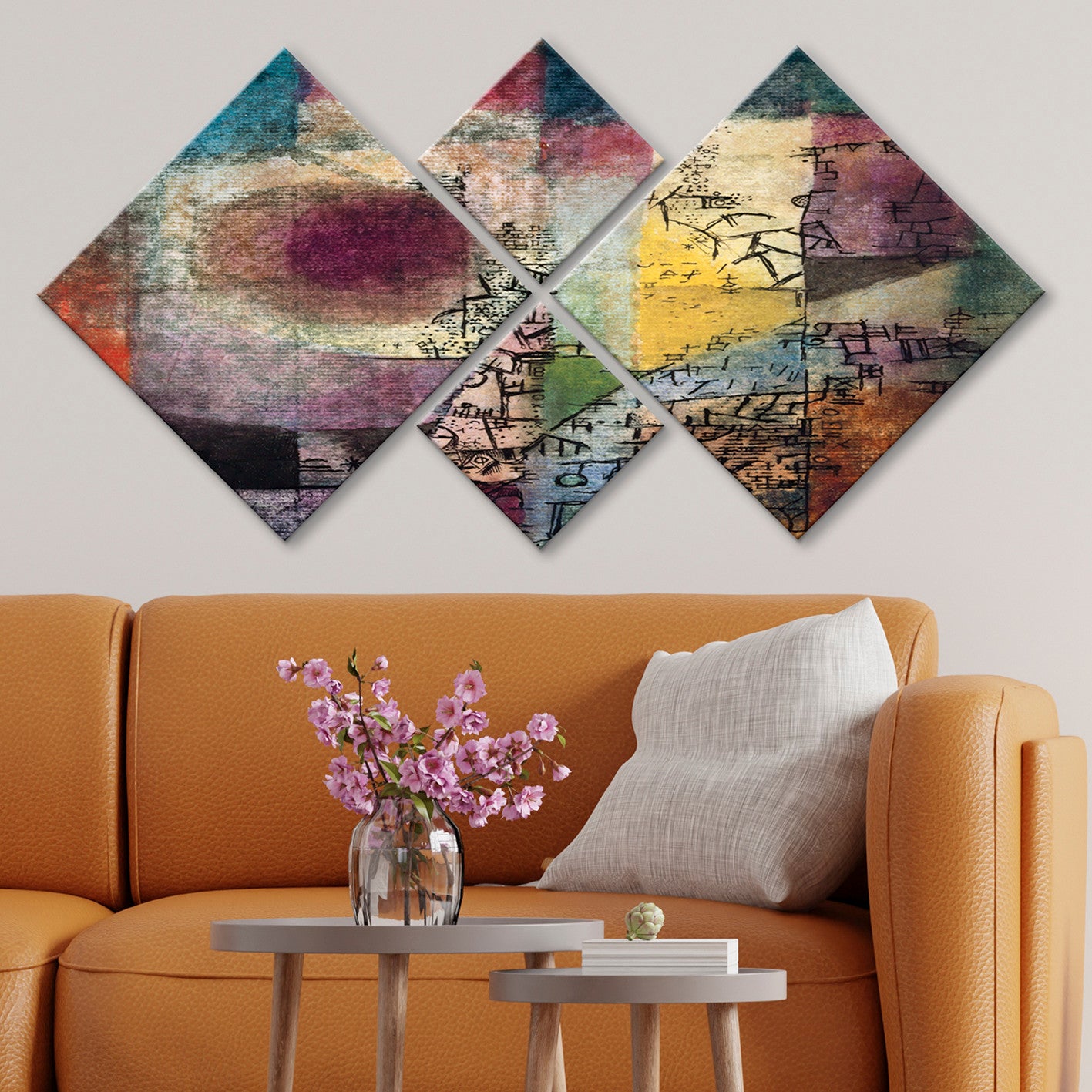 Conjunto Decorativo MDF Multicolor 4 Peças - Impressão UV Premium para Parede