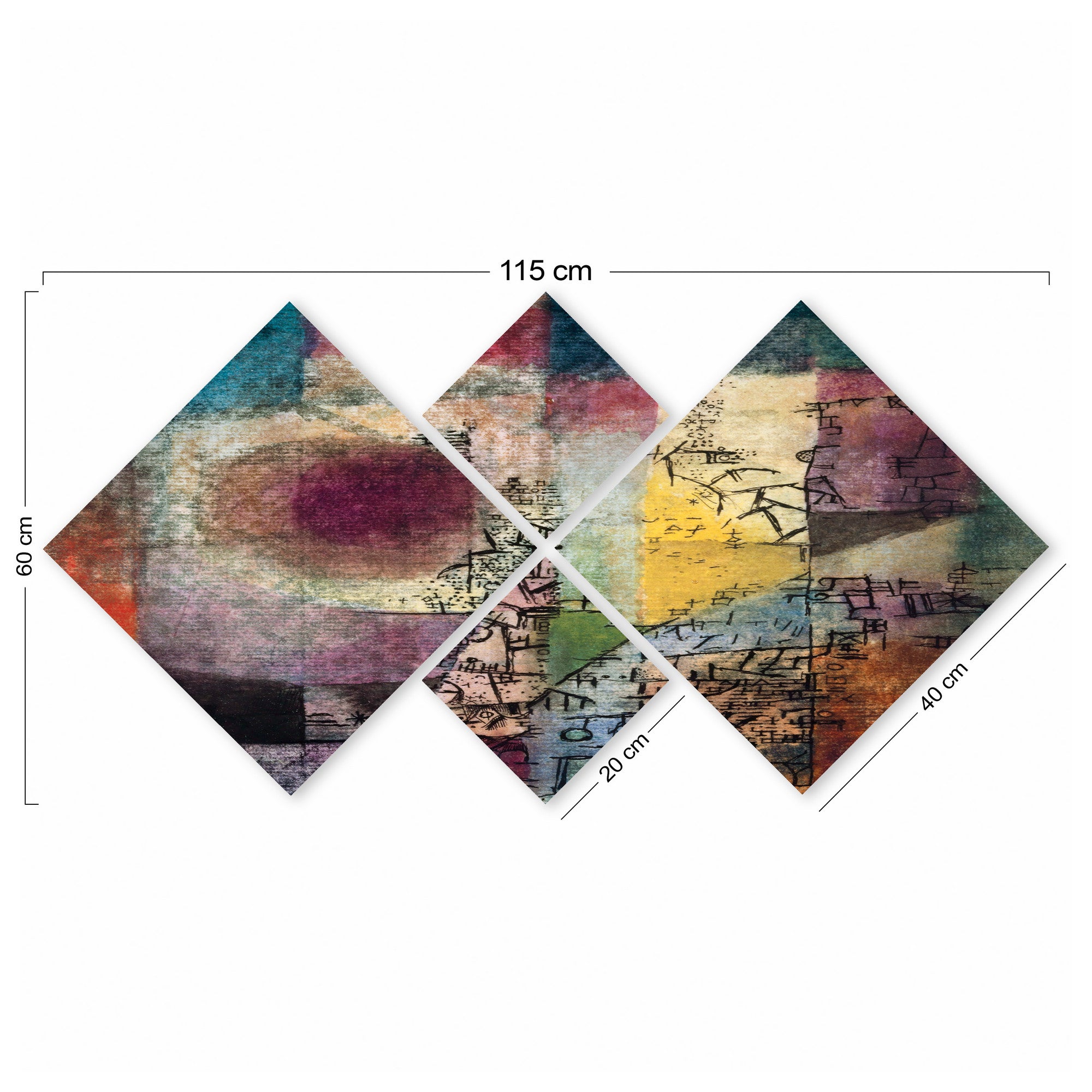 Conjunto Decorativo MDF Multicolor 4 Peças - Impressão UV Premium para Parede