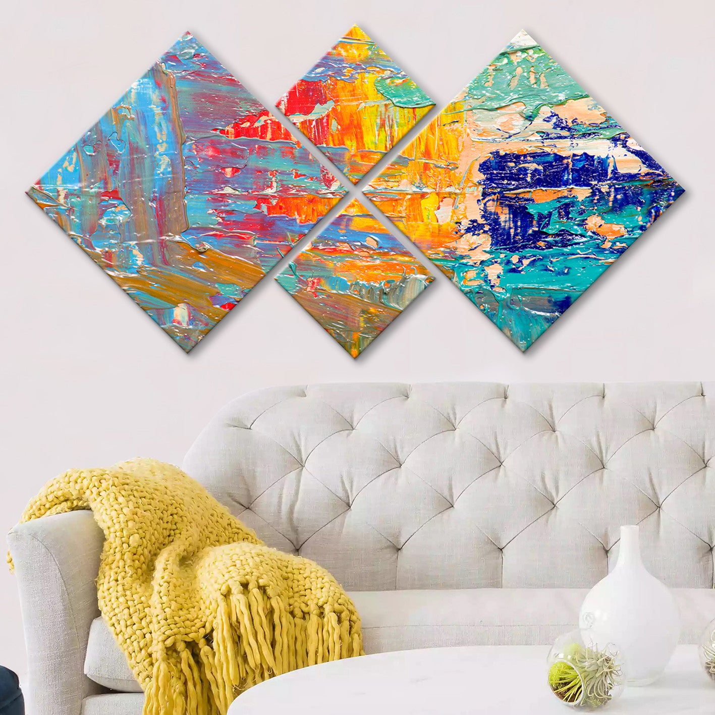 Conjunto Decorativo MDF Multicolor 4 Peças - Impressão UV Premium para Parede