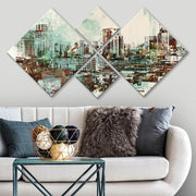 Conjunto Decorativo MDF Multicolor 4 Peças - Impressão UV Premium para Parede