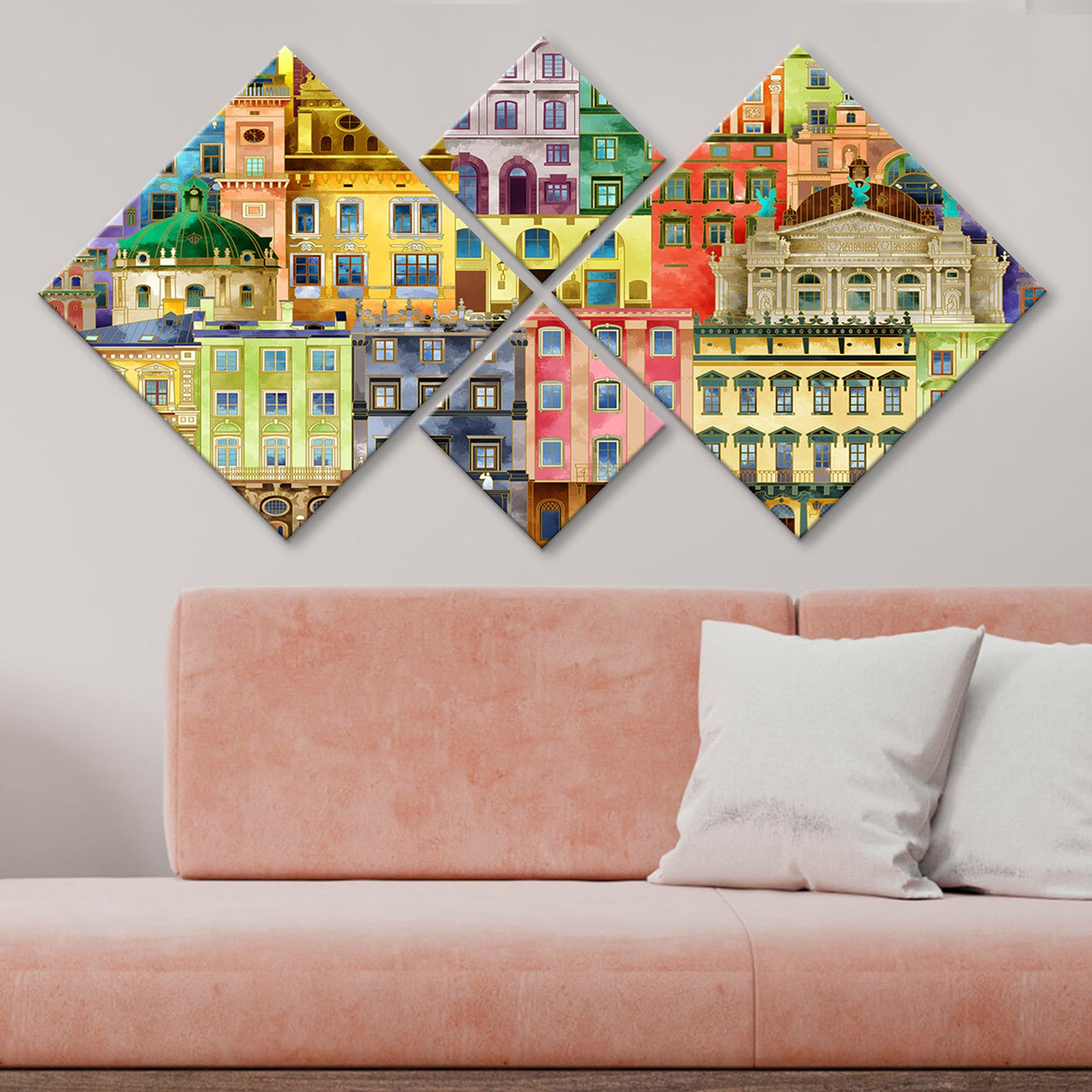 Conjunto Decorativo MDF Multicolor 4 Peças - Impressão UV Premium para Parede