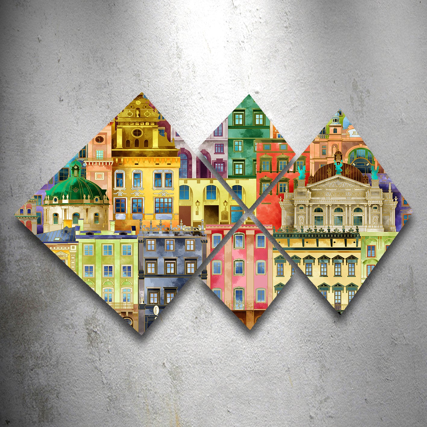 Conjunto Decorativo MDF Multicolor 4 Peças - Impressão UV Premium para Parede