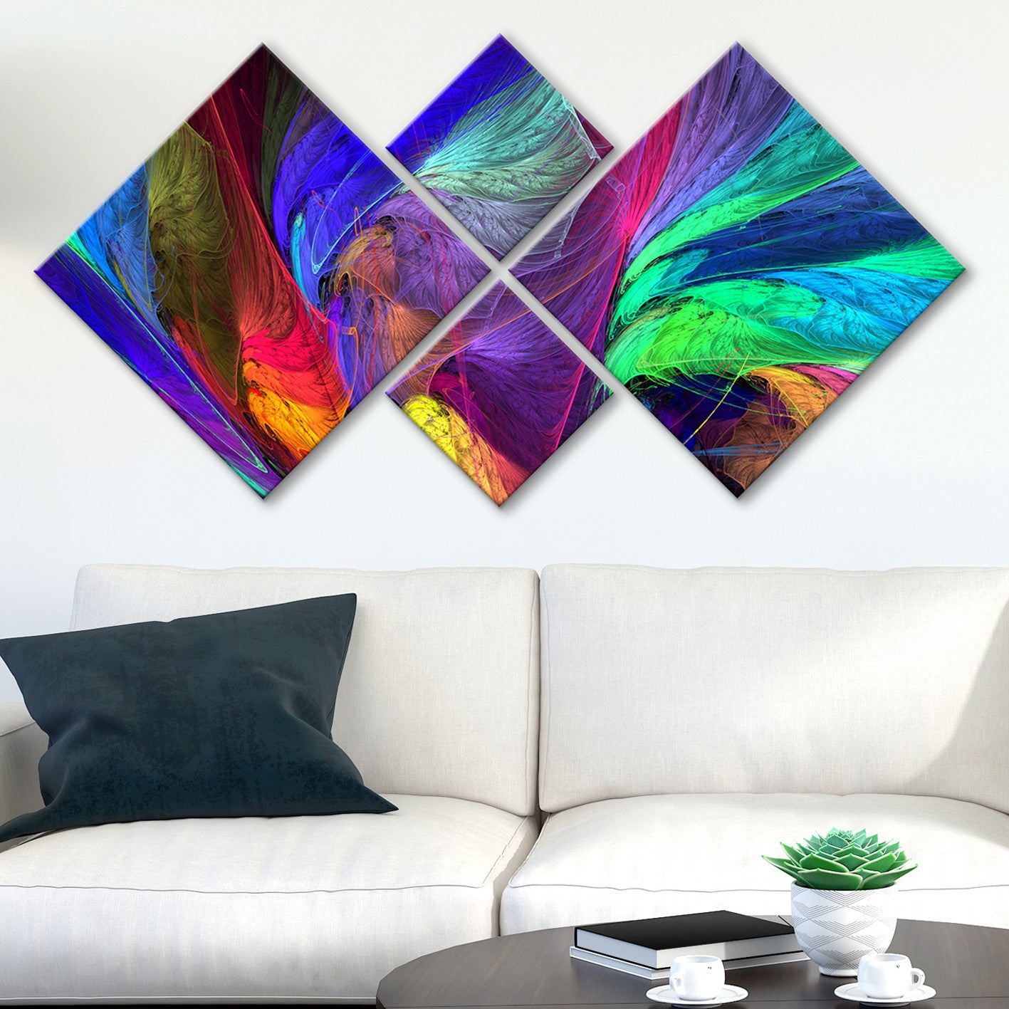 Conjunto Decorativo MDF Multicolor 4 Peças - Impressão UV Premium para Parede