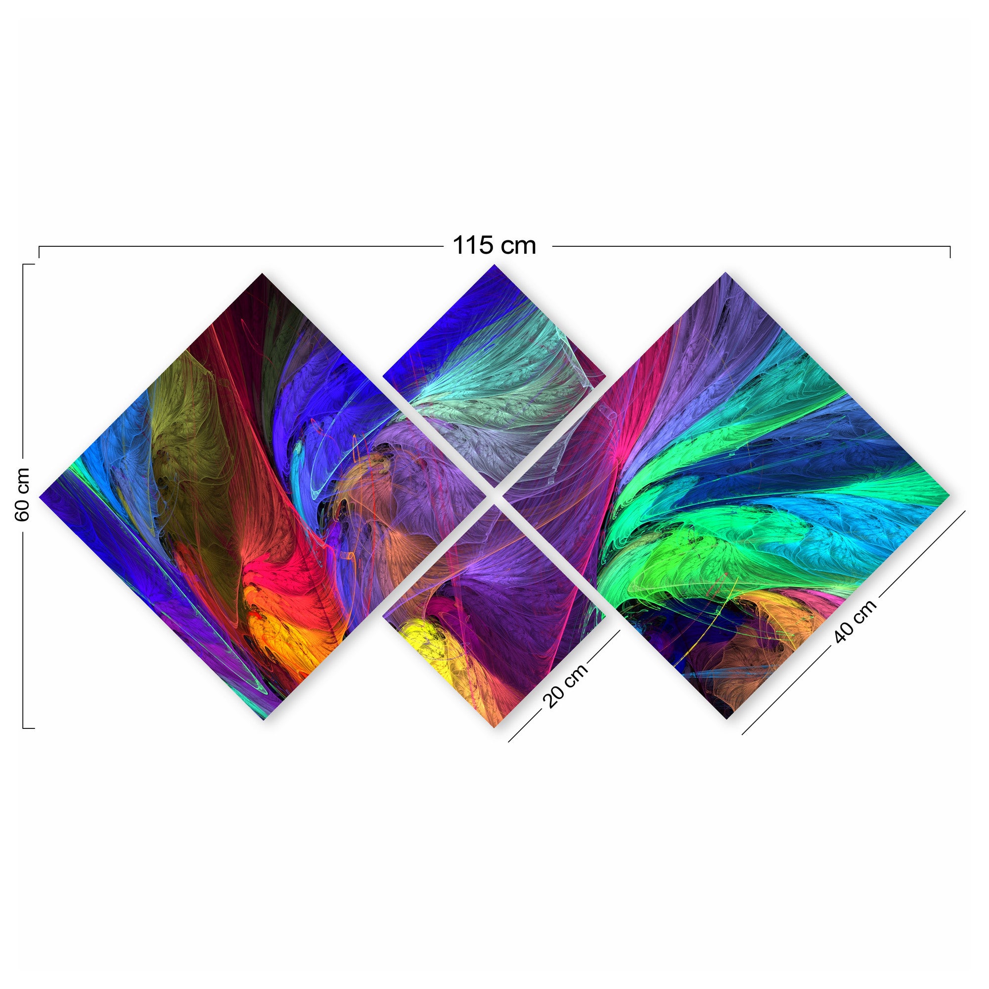 Conjunto Decorativo MDF Multicolor 4 Peças - Impressão UV Premium para Parede