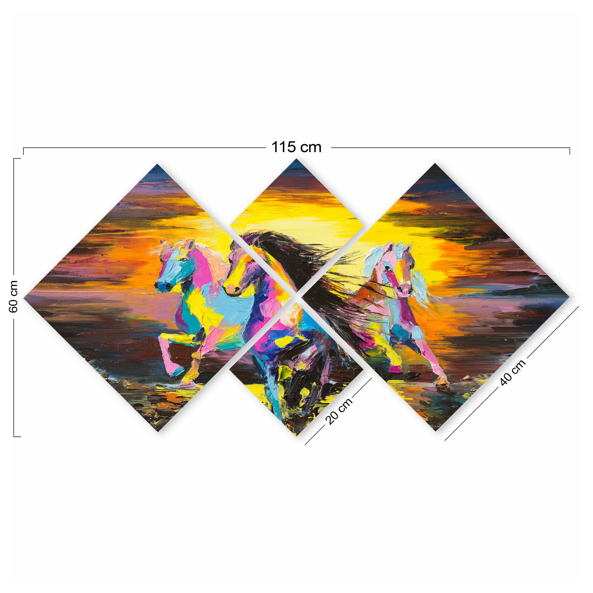 Conjunto Decorativo MDF Multicolor 4 Peças - Impressão UV Premium para Parede