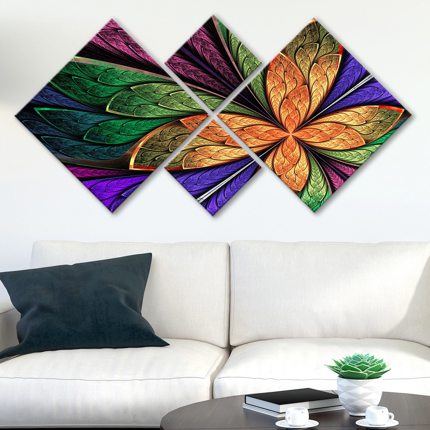 Conjunto Decorativo MDF Multicolor 4 Peças - Impressão UV Premium para Parede