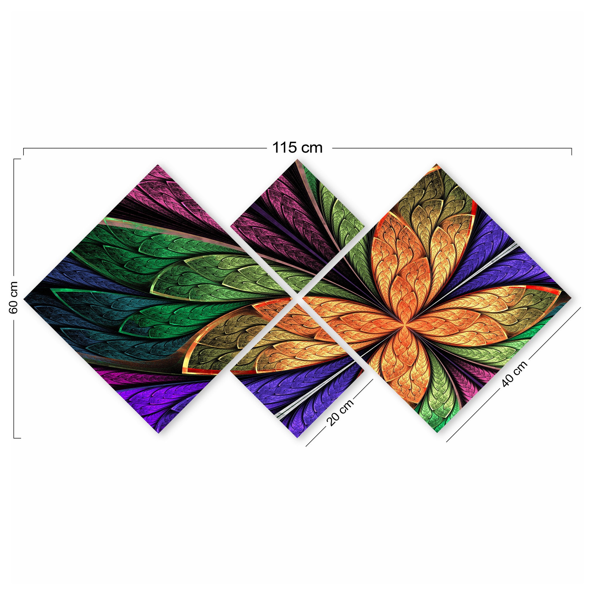 Conjunto Decorativo MDF Multicolor 4 Peças - Impressão UV Premium para Parede