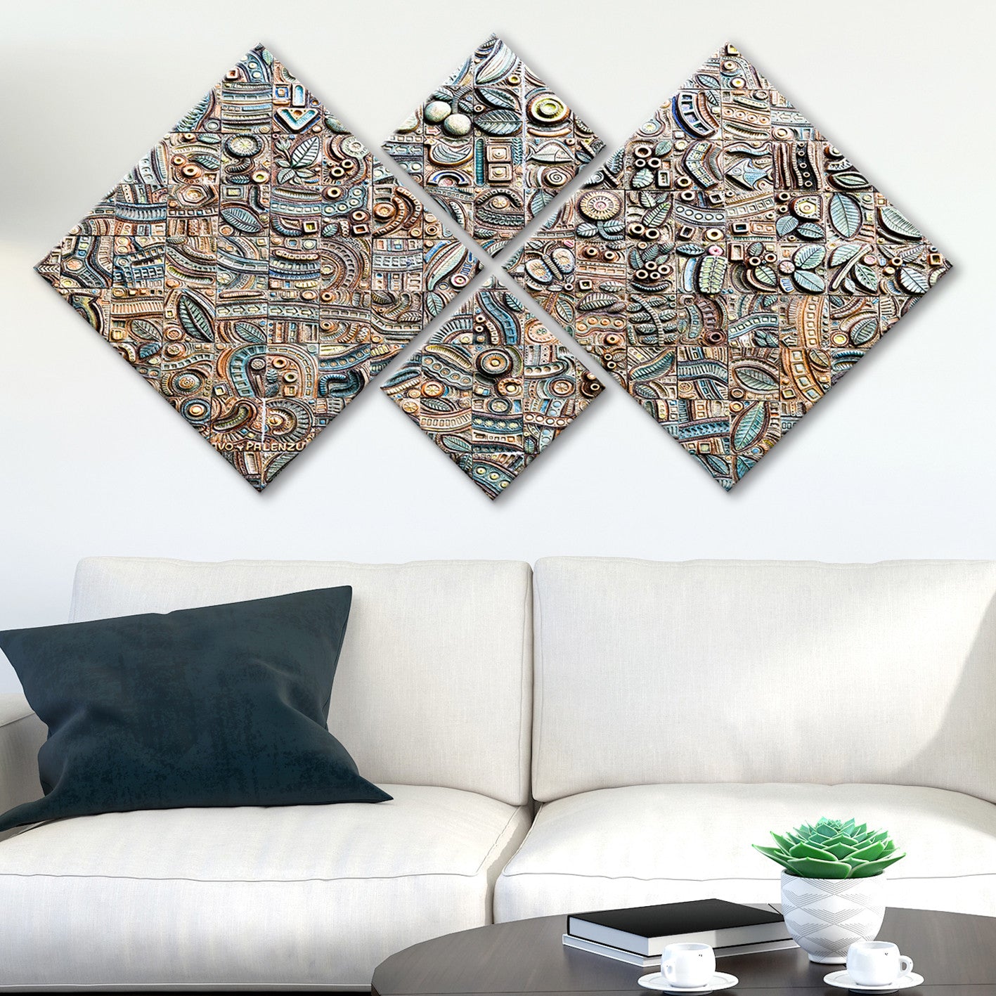 Conjunto Decorativo MDF Multicolor 4 Peças - Impressão UV Premium para Parede