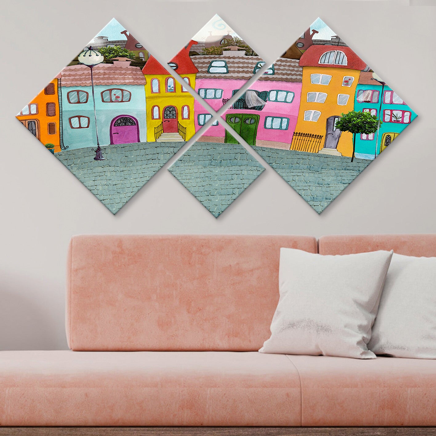 Conjunto Decorativo MDF Multicolor 4 Peças - Impressão UV Premium para Parede