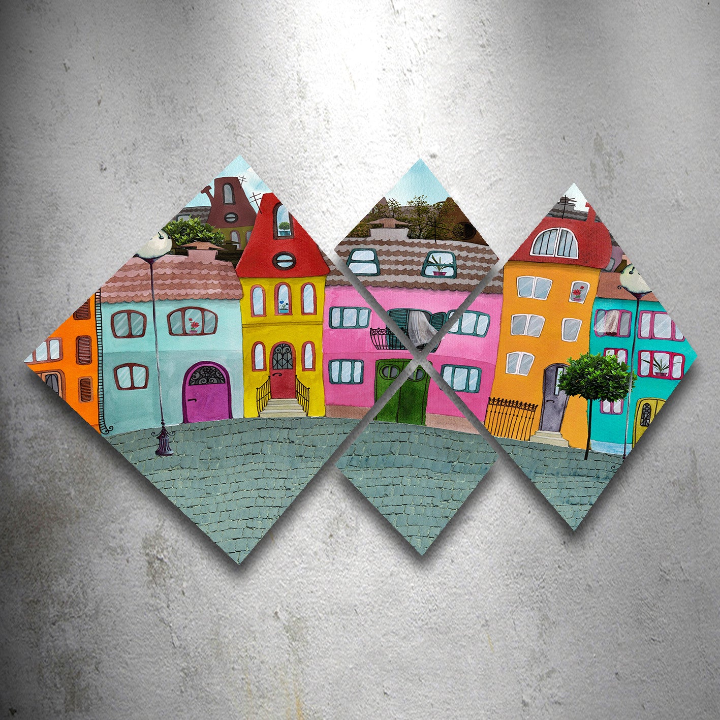 Conjunto Decorativo MDF Multicolor 4 Peças - Impressão UV Premium para Parede