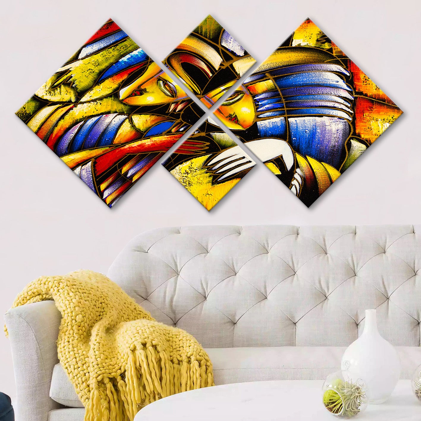 Conjunto Decorativo MDF Multicolor 4 Peças - Impressão UV Premium para Parede