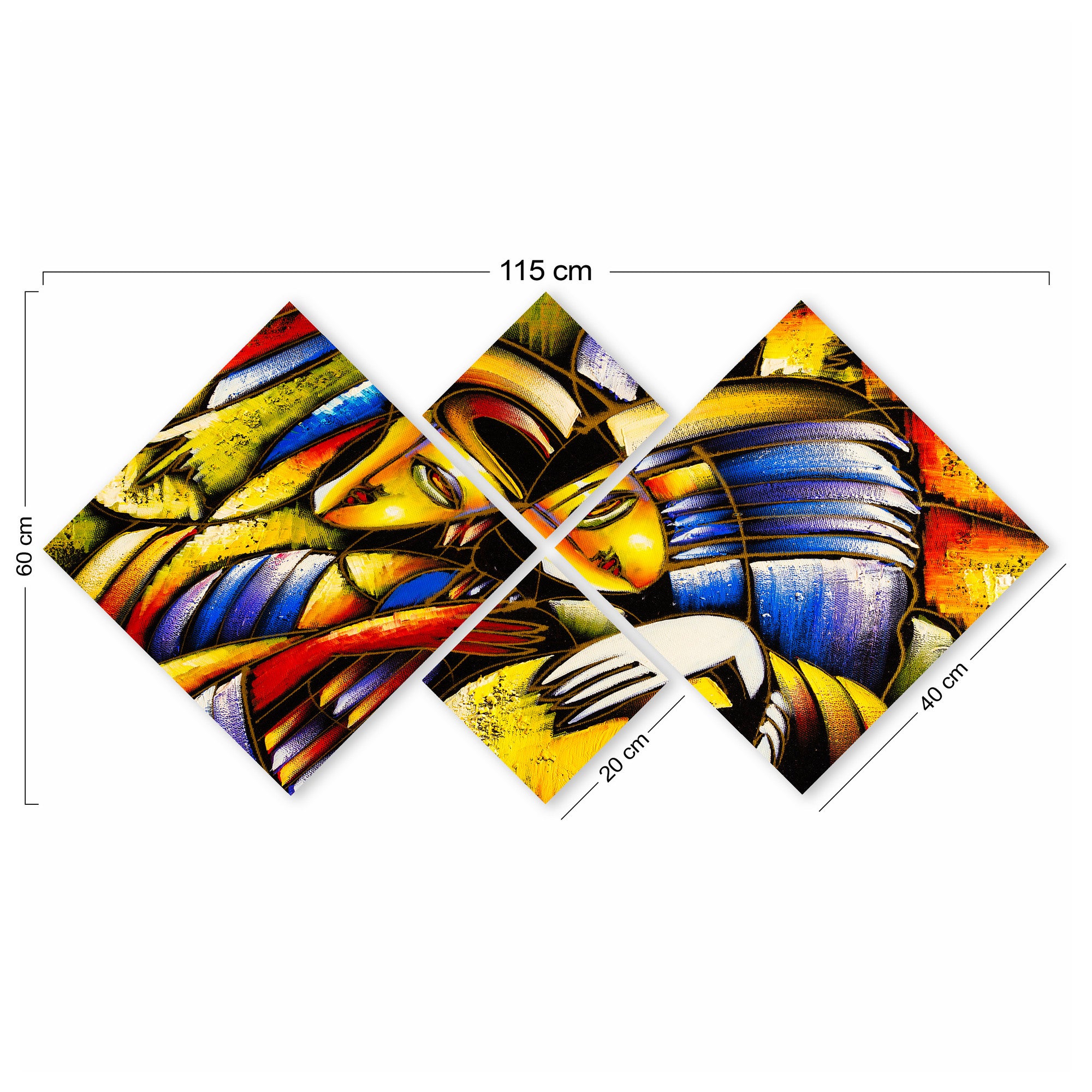 Conjunto Decorativo MDF Multicolor 4 Peças - Impressão UV Premium para Parede