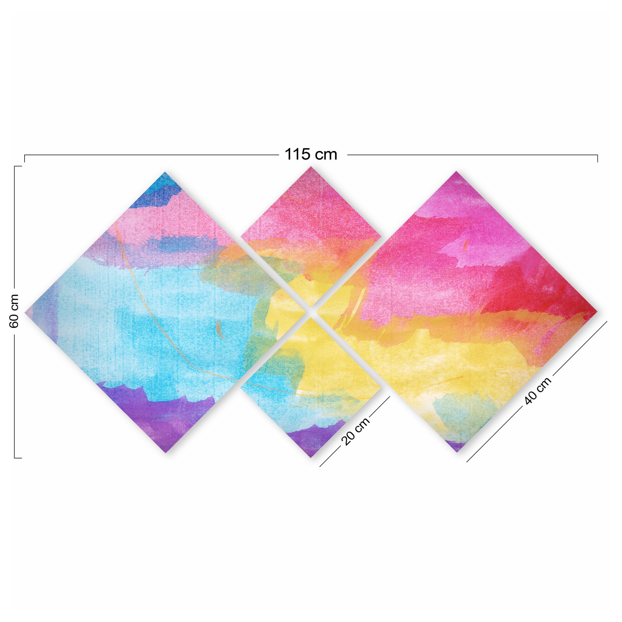 Conjunto Decorativo MDF Multicolor 4 Peças - Impressão UV Premium para Parede