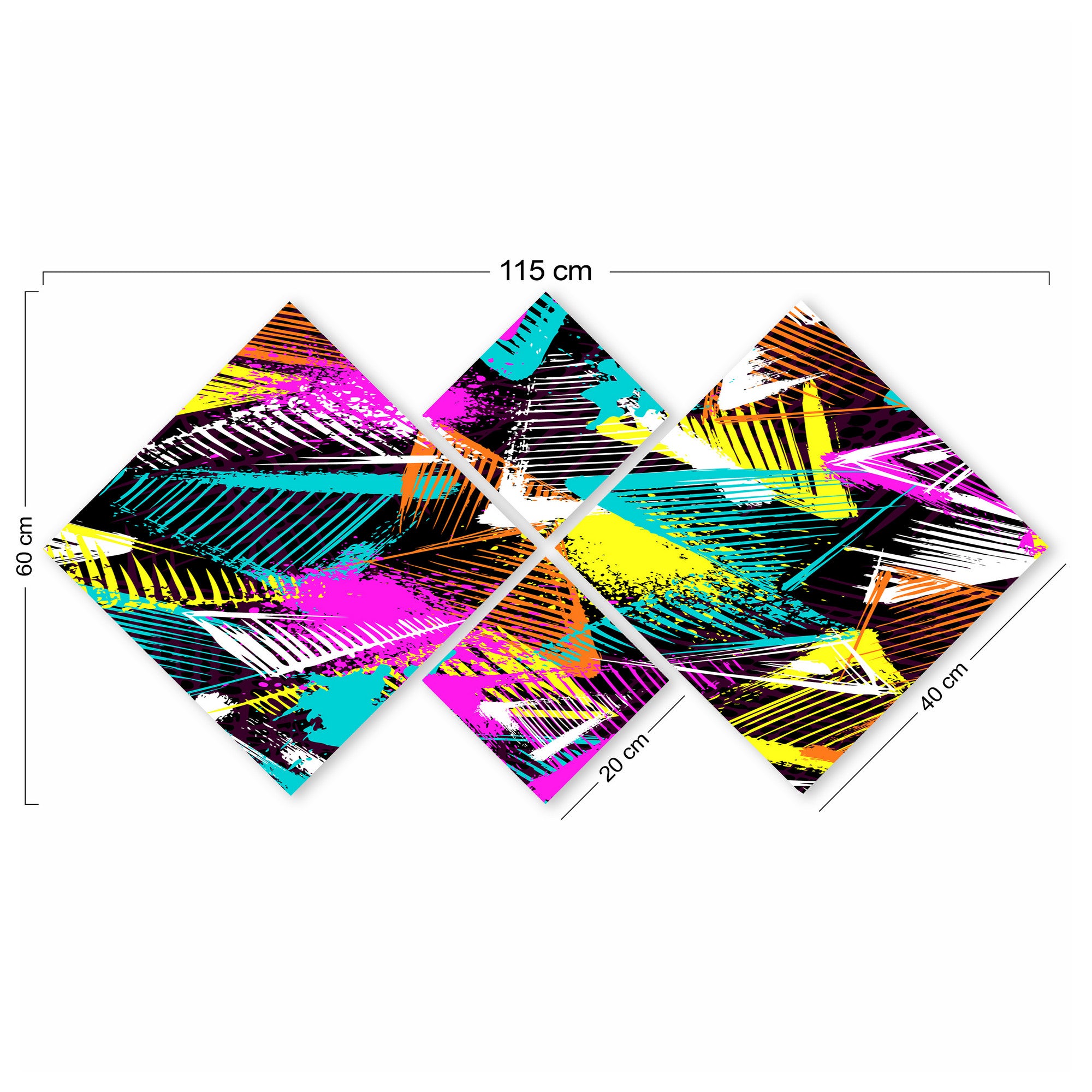 Conjunto Decorativo MDF Multicolor 4 Peças - Quadros Modernos para Parede 60x115cm